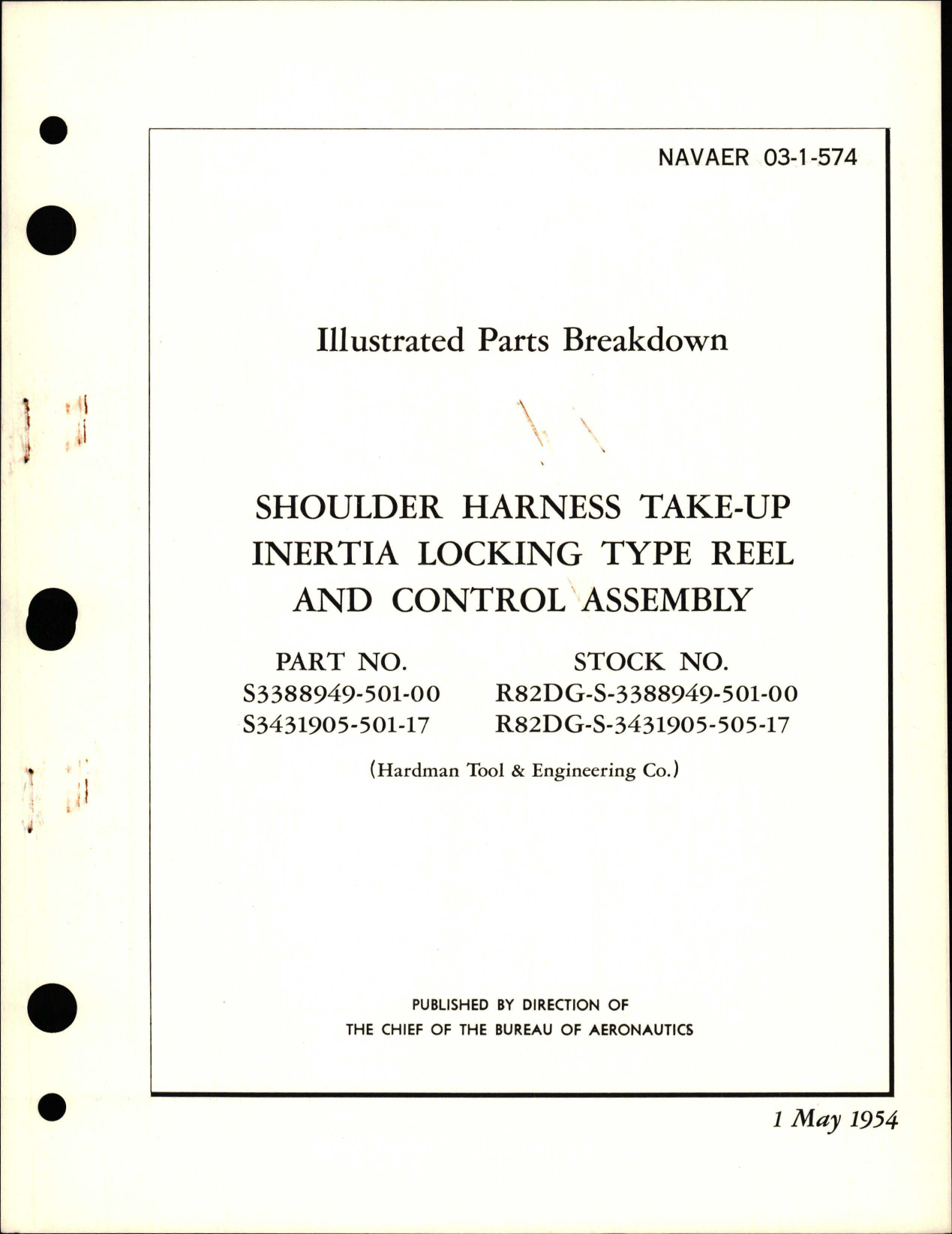 Sample page 1 from AirCorps Library document: Illustrated Parts for Shoulder Harness Take-Up Inertia Locking Type Reel and Control Assembly