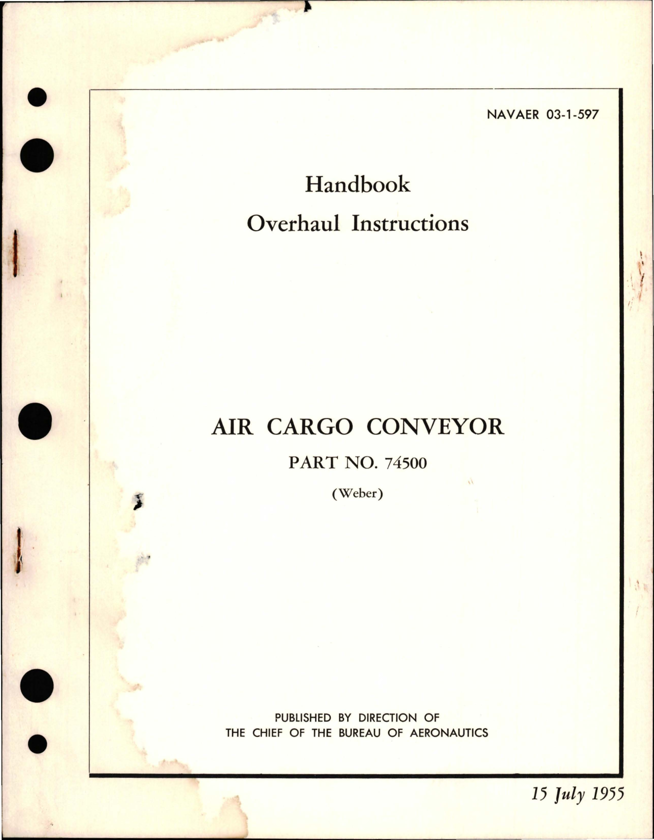 Sample page 1 from AirCorps Library document: Overhaul Instructions for Air Cargo Conveyor - Part 74500