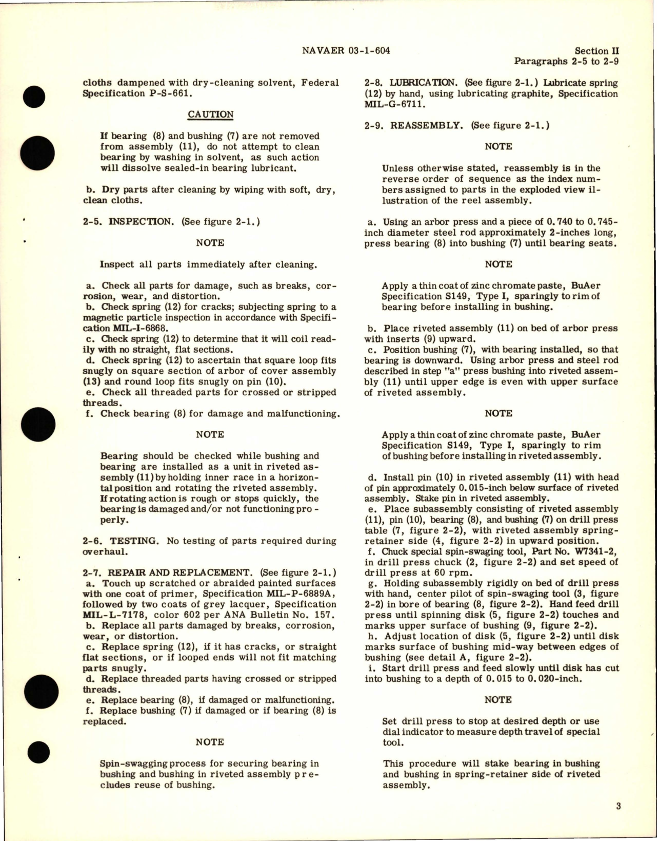 Sample page 7 from AirCorps Library document: Overhaul Instructions for Reel Assemblies - Parts 12Z550-044-100 and 12Z550-044-200