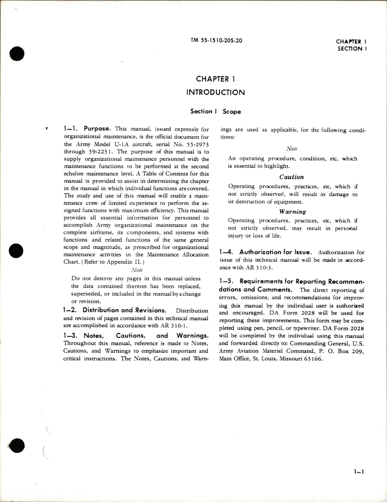 Sample page 5 from AirCorps Library document: Organizational Maintenance Manual for U-1A Otter