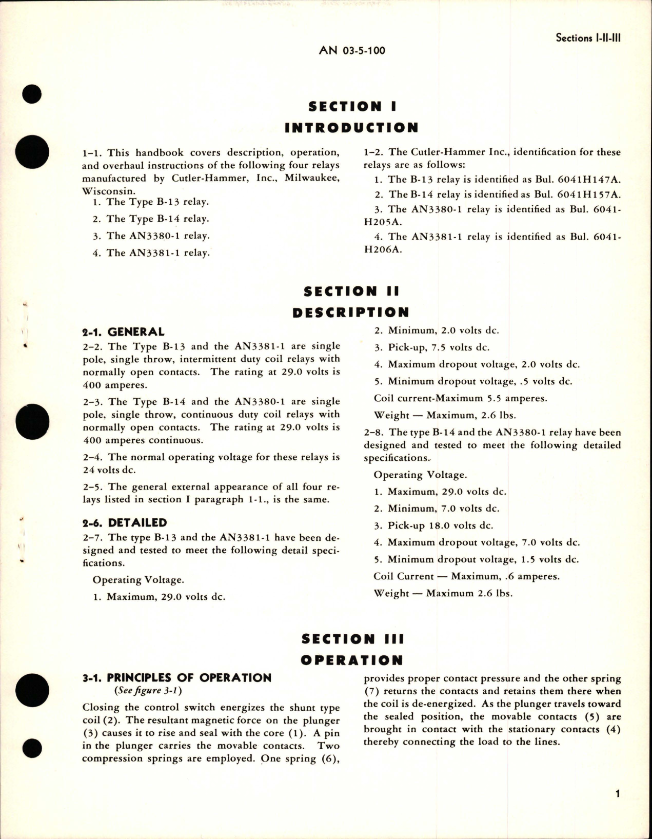 Sample page 5 from AirCorps Library document: Overhaul Instructions for Relays - Types B-13, B-14, SAN3380-1, and AN3381-1