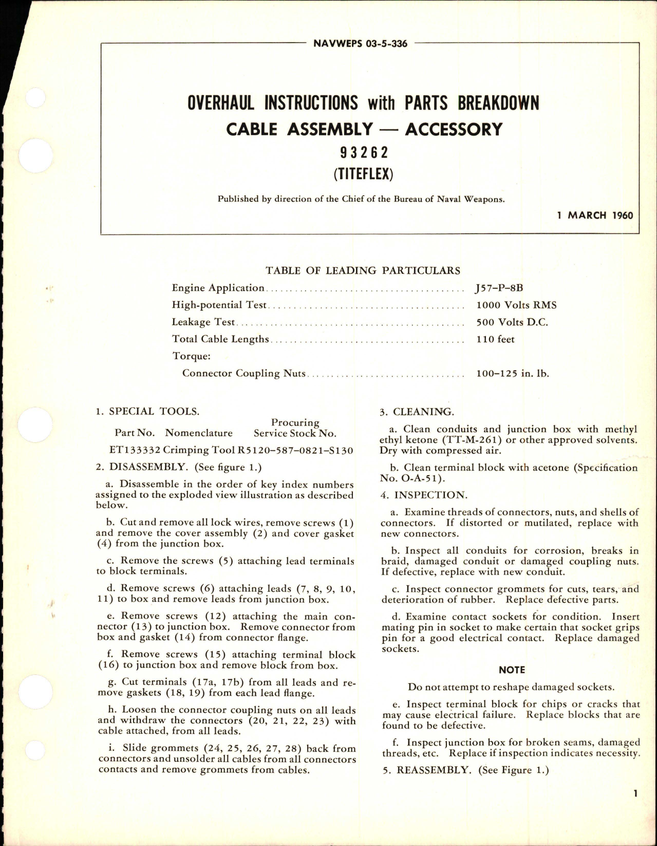 Sample page 1 from AirCorps Library document: Overhaul Instructions with Parts Breakdown for Cable Assembly and Accessory - 93262