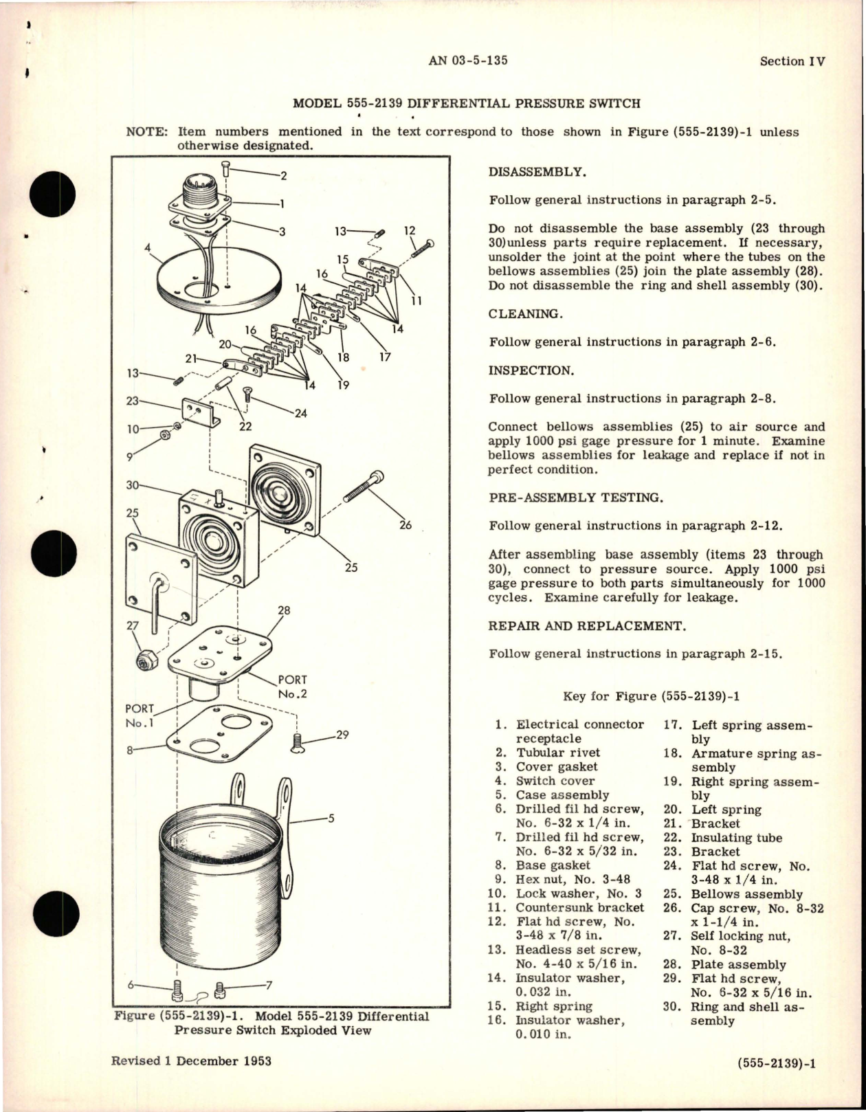 Sample page 5 from AirCorps Library document: Overhaul Instructions for Pressure Control Switches