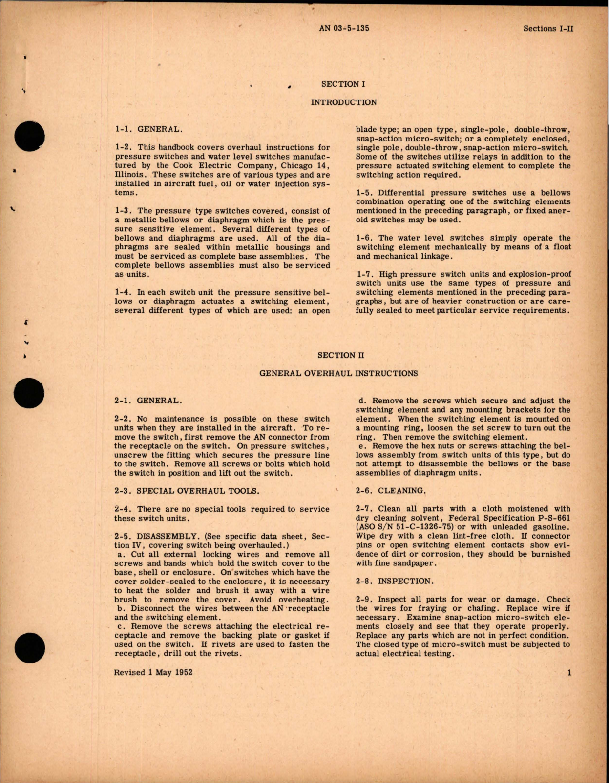 Sample page 5 from AirCorps Library document: Overhaul Instructions for Pressure Control Switches 