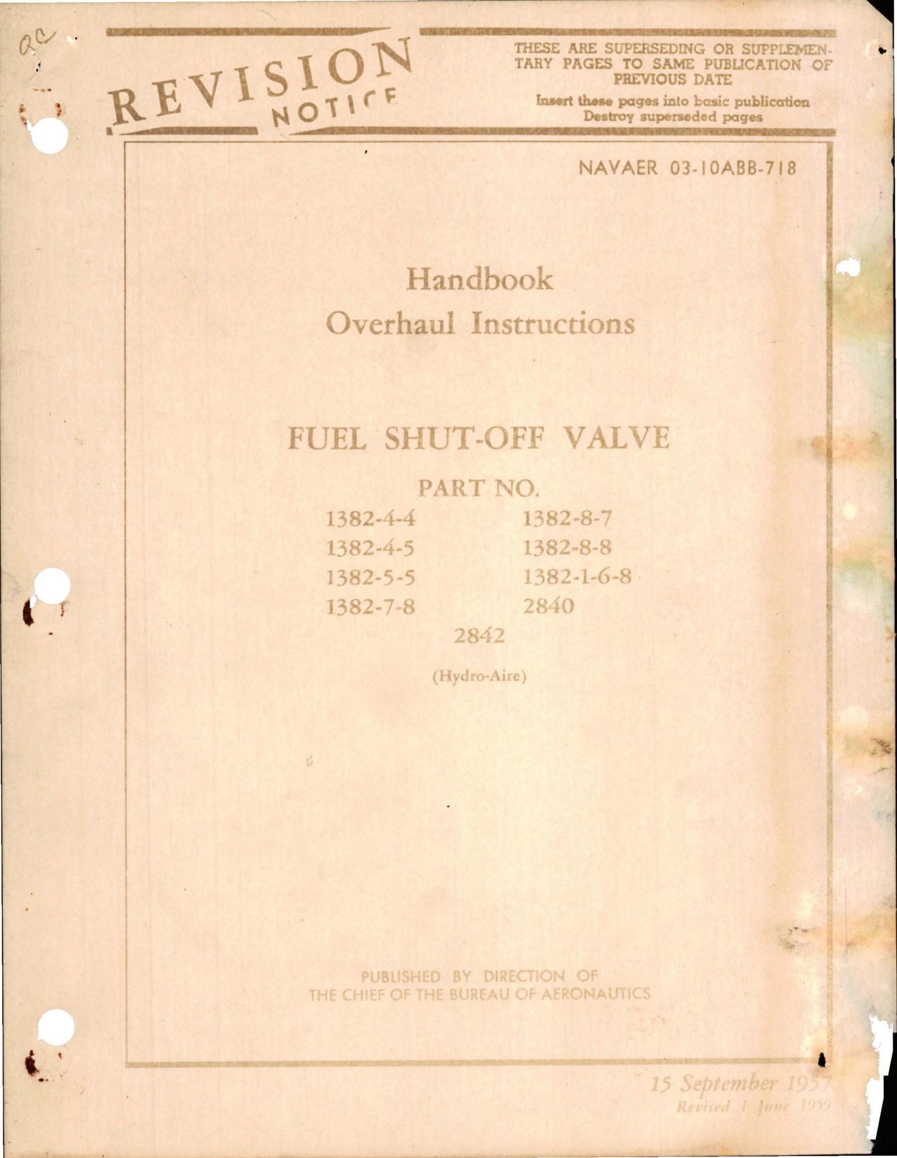 Sample page 1 from AirCorps Library document: Overhaul Instructions for Fuel Shut-Off Valve 
