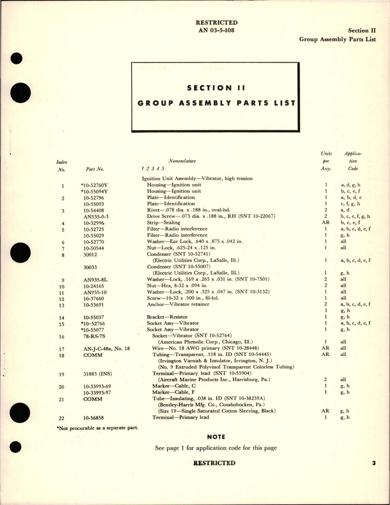 Sample page 5 from AirCorps Library document: Parts Catalog for Vibrator Ignition Units 