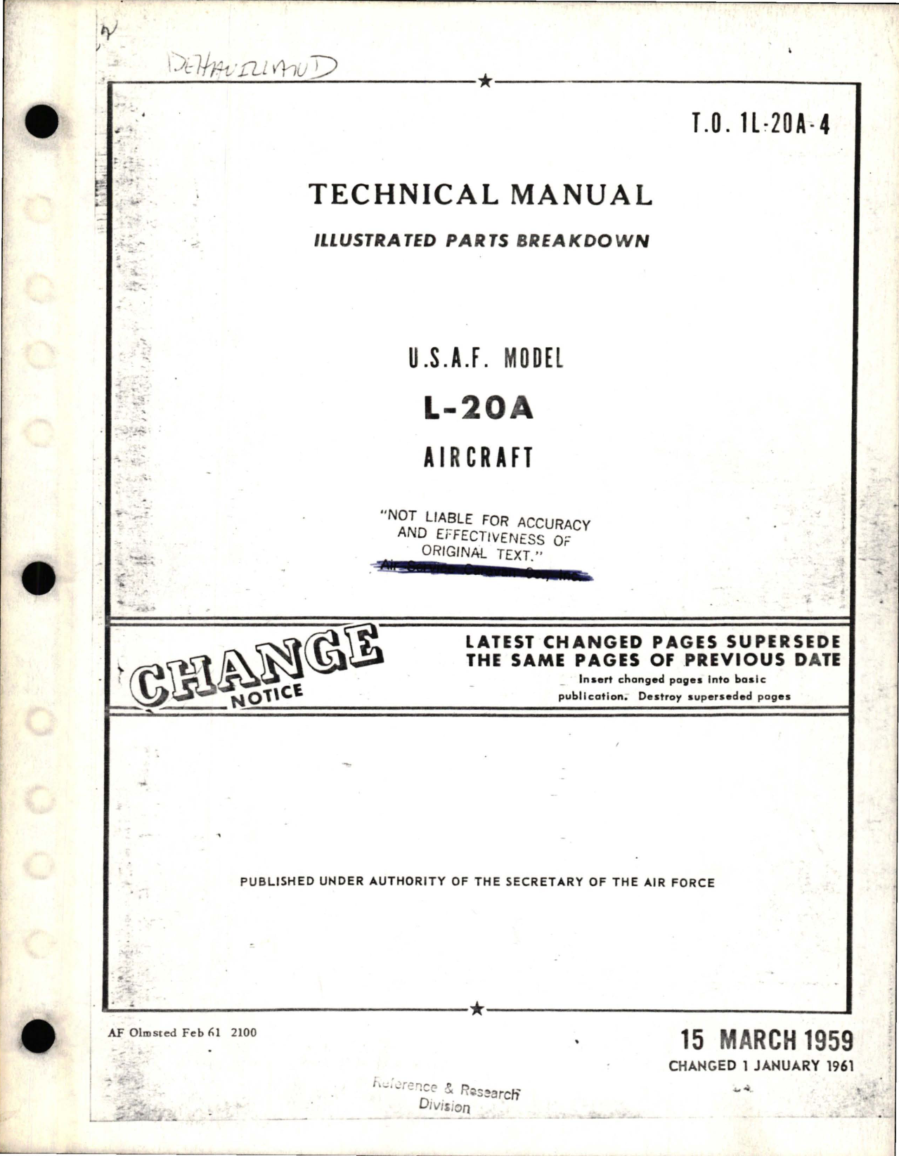 Sample page 1 from AirCorps Library document: Illustrated Parts Breakdown for L-20A Beaver