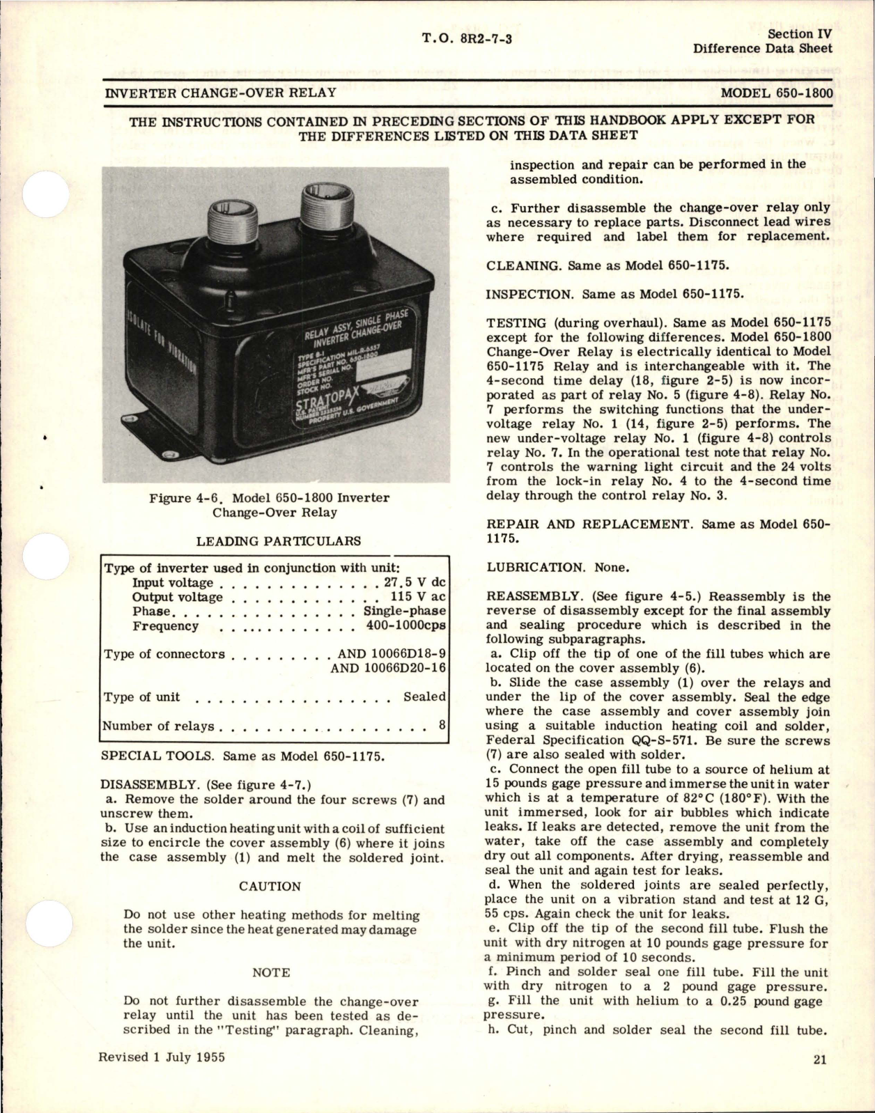 Sample page 5 from AirCorps Library document: Overhaul Instructions for Inverter Change-Over Relays 