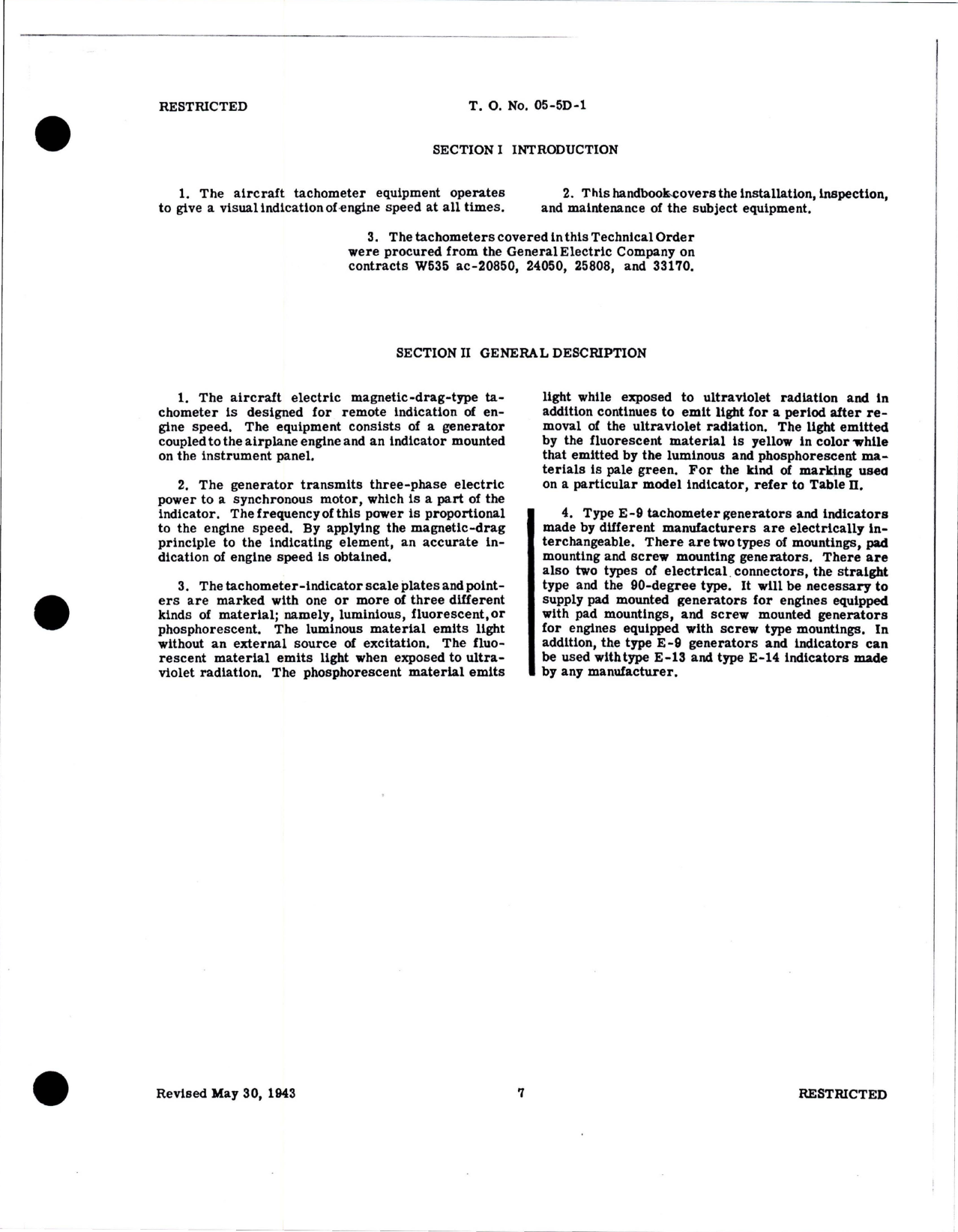 Sample page 5 from AirCorps Library document: Instructions with Parts Catalog for Electric Tachometers - Types E-9A and E-13 