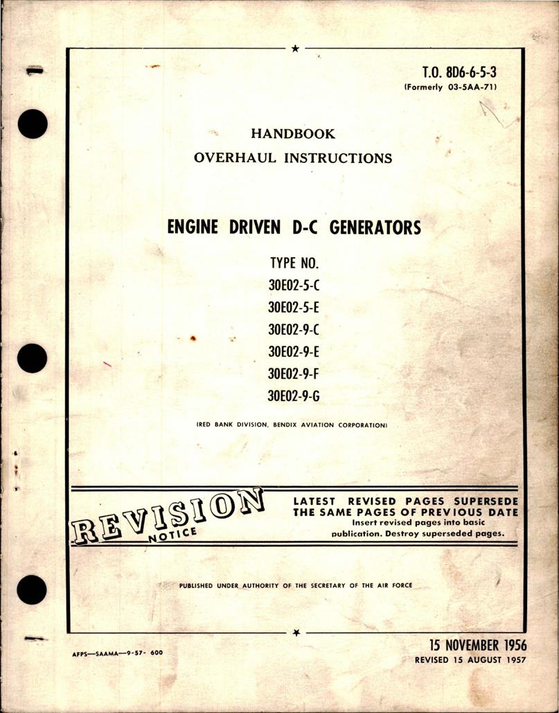 Overhaul Instructions for Engine Driven D-C Generators - AirCorps Library
