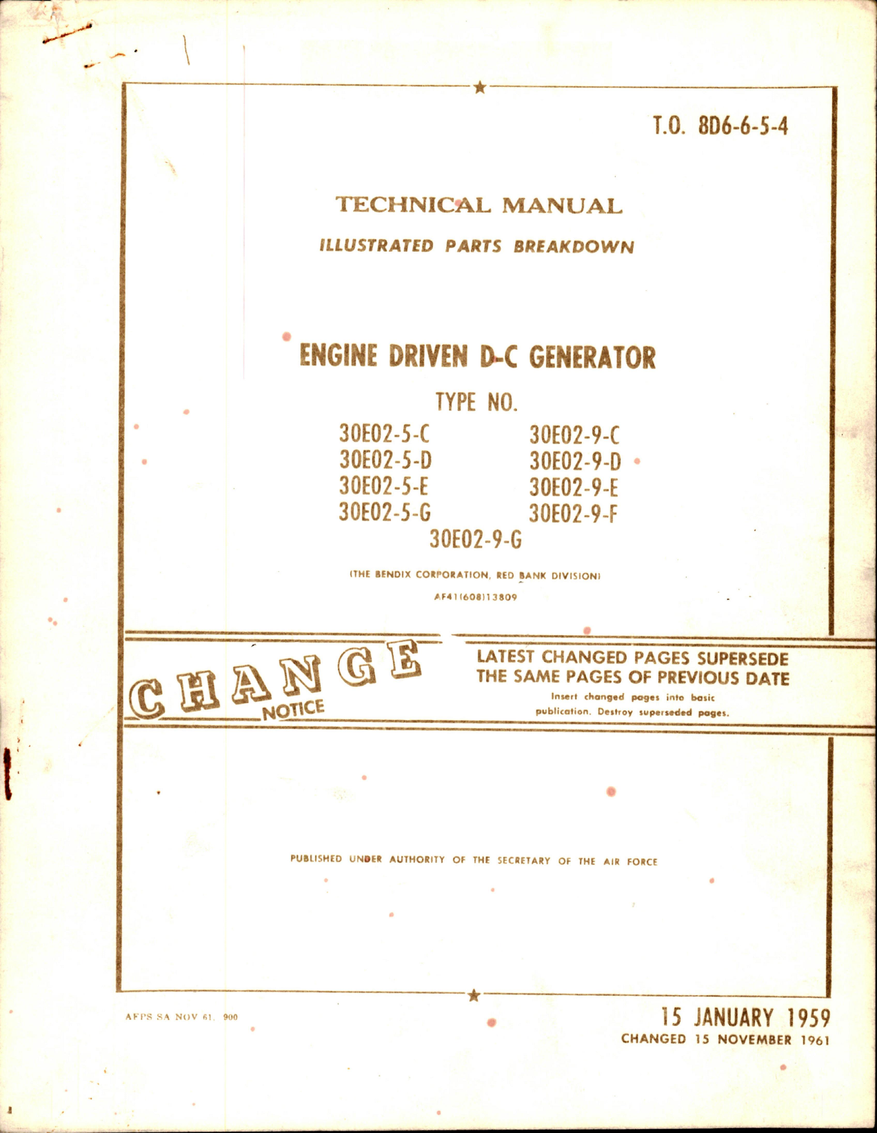 Sample page 1 from AirCorps Library document: Illustrated Parts Breakdown for Engine Driven D-C Generator