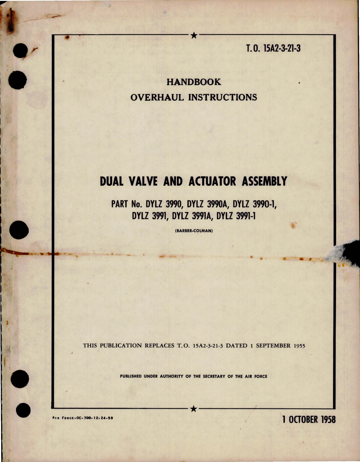 Sample page 1 from AirCorps Library document: Overhaul Instructions for Dual Valve and Actuator Assembly 