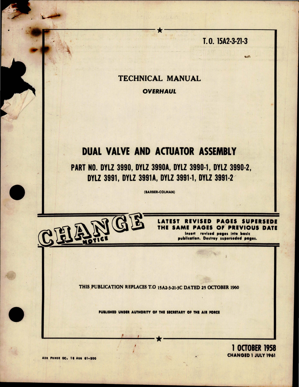 Sample page 1 from AirCorps Library document: Overhaul Manual for Dual Valve and Actuator Assembly