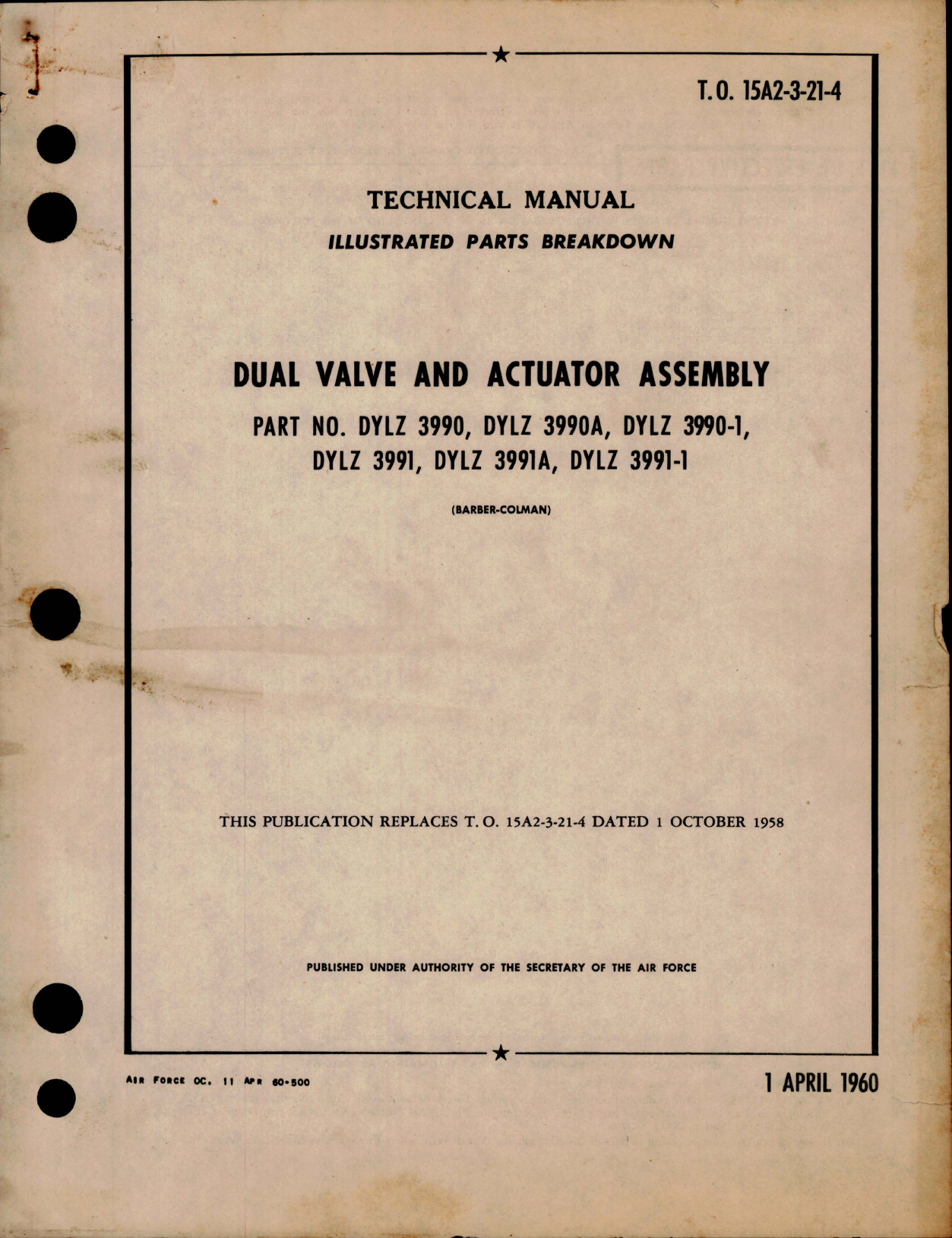 Sample page 1 from AirCorps Library document: Illustrated Parts Breakdown for Dual Valve and Actuator Assembly 
