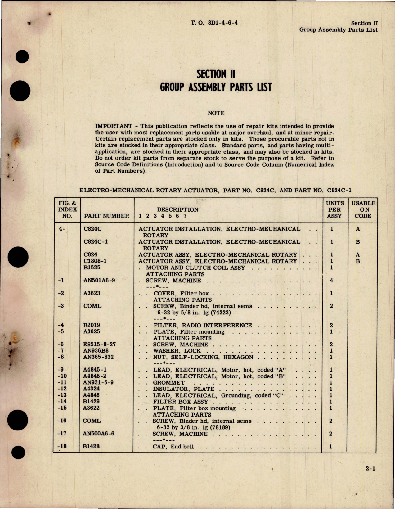 Sample page 7 from AirCorps Library document: Illustrated Parts Breakdown for Electro-Mechanical Rotary Actuator - Part C824C and C824C1 