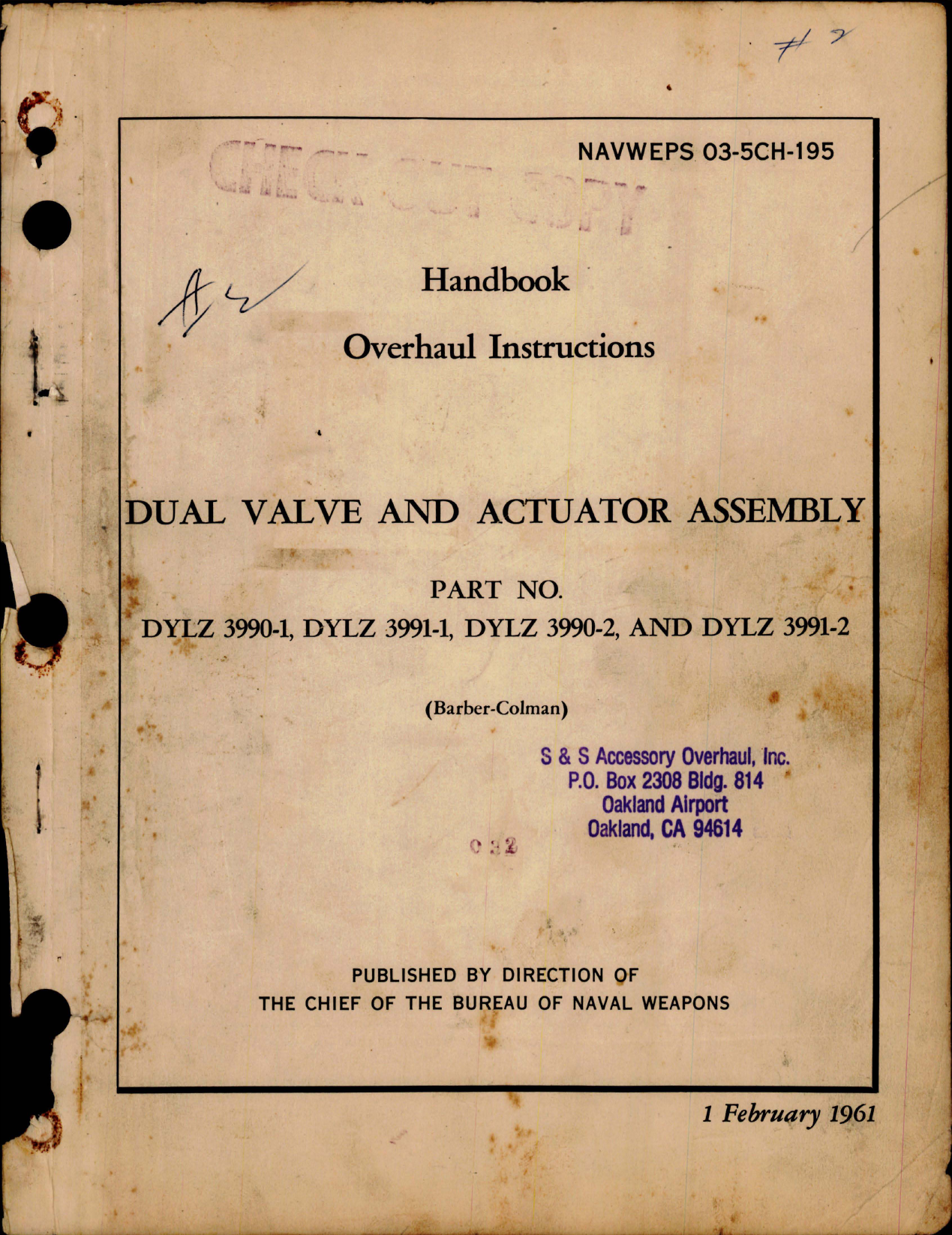 Sample page 1 from AirCorps Library document: Overhaul Instructions for Dual Valve and Actuator Assembly 