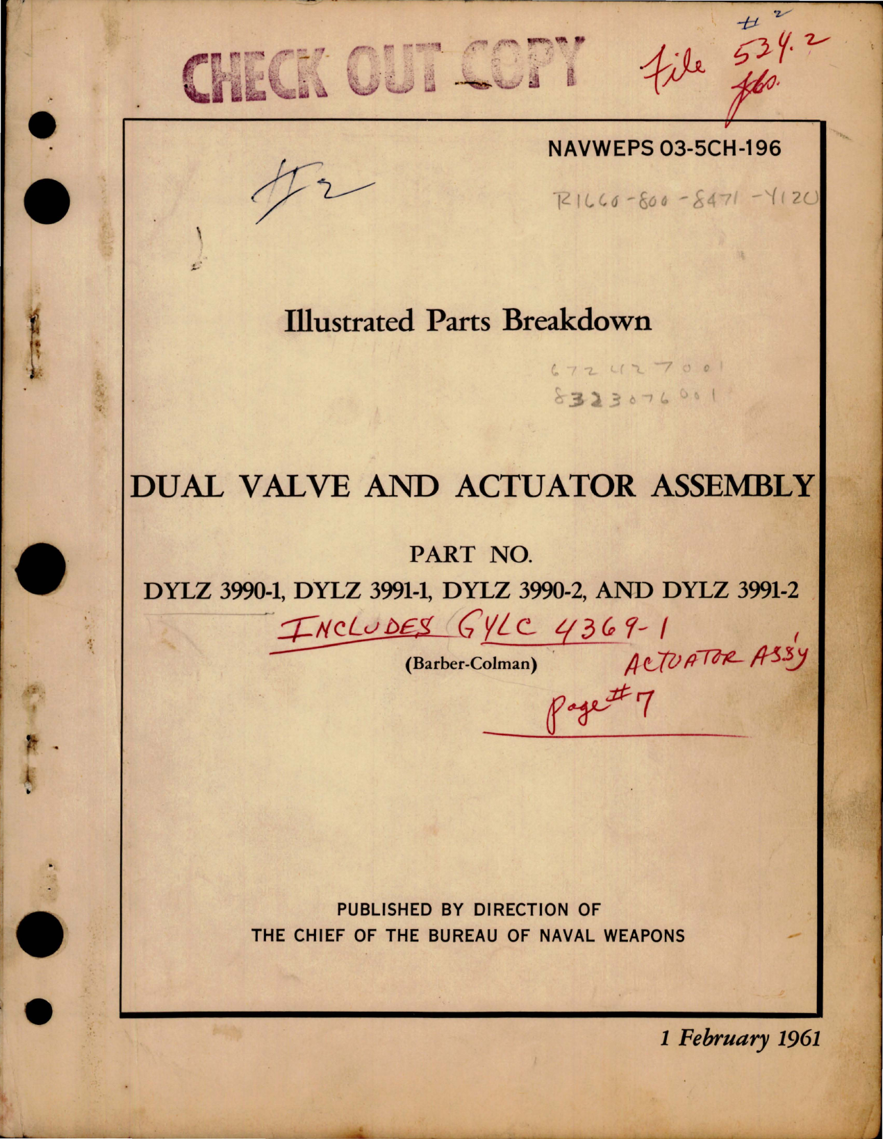 Sample page 1 from AirCorps Library document: Illustrated Parts Breakdown for Dual Valve and Actuator Assembly 