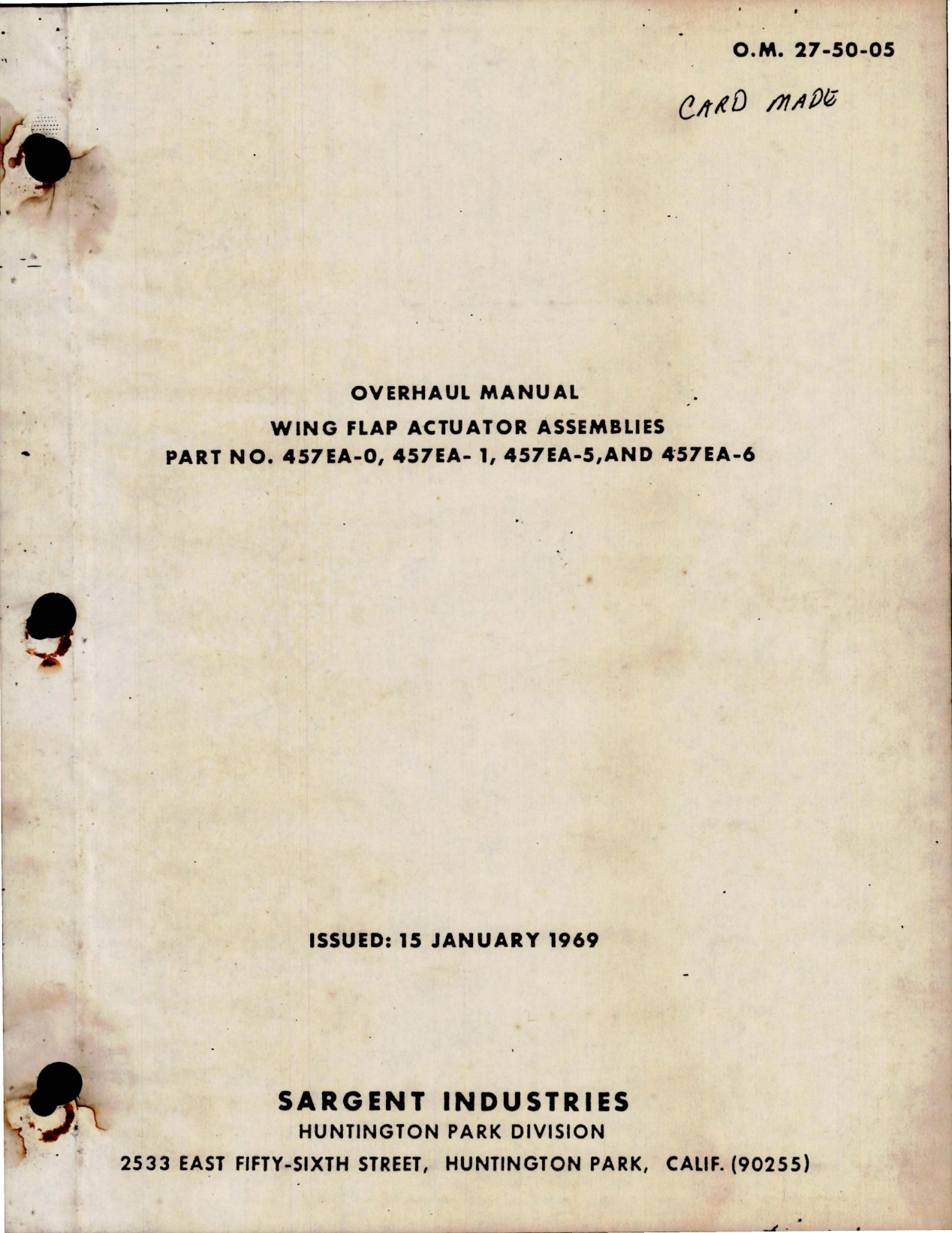 Sample page 1 from AirCorps Library document: Overhaul Manual for Wing Flap Actuator Assemblies