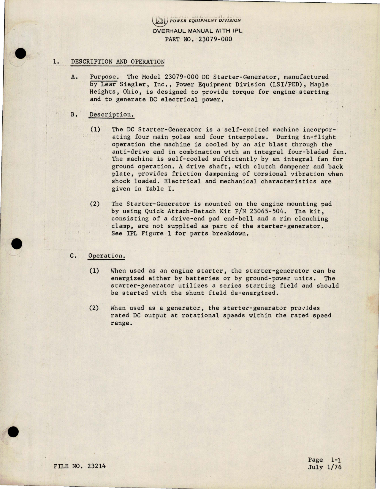 Sample page 5 from AirCorps Library document: Overhaul with Illustrated Parts List for Starter Generator - Model 23079-000 