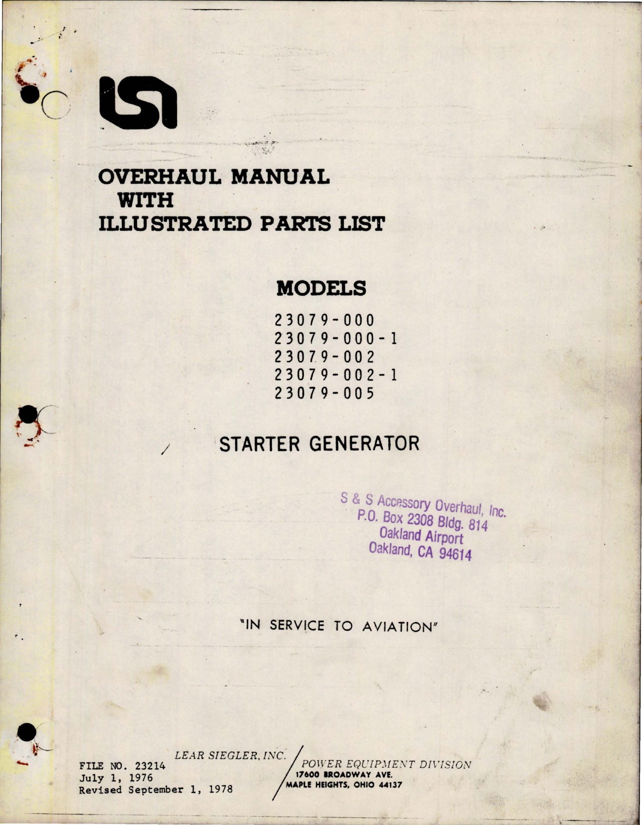 Sample page 1 from AirCorps Library document: Overhaul w Illustrated Parts List for Starter Generator 