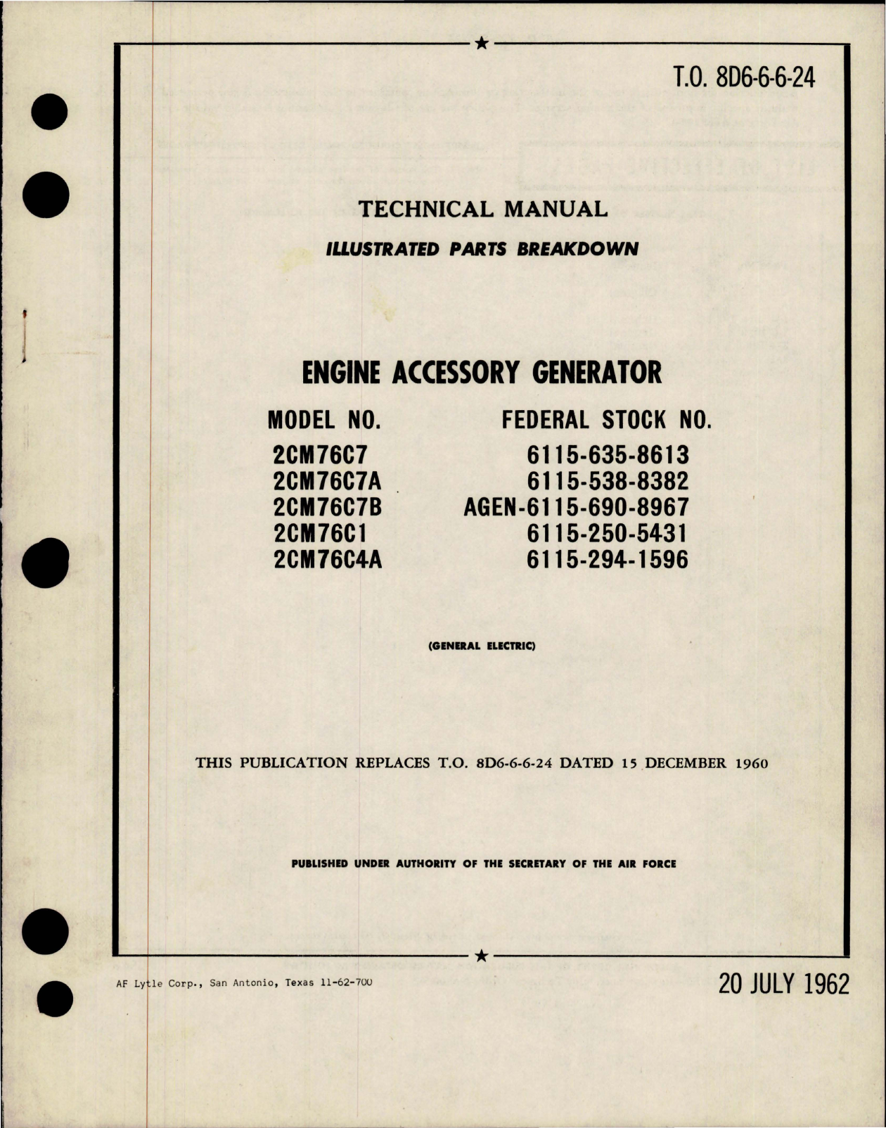 Sample page 1 from AirCorps Library document: Illustrated Parts Breakdown for Engine Accessory Generator 