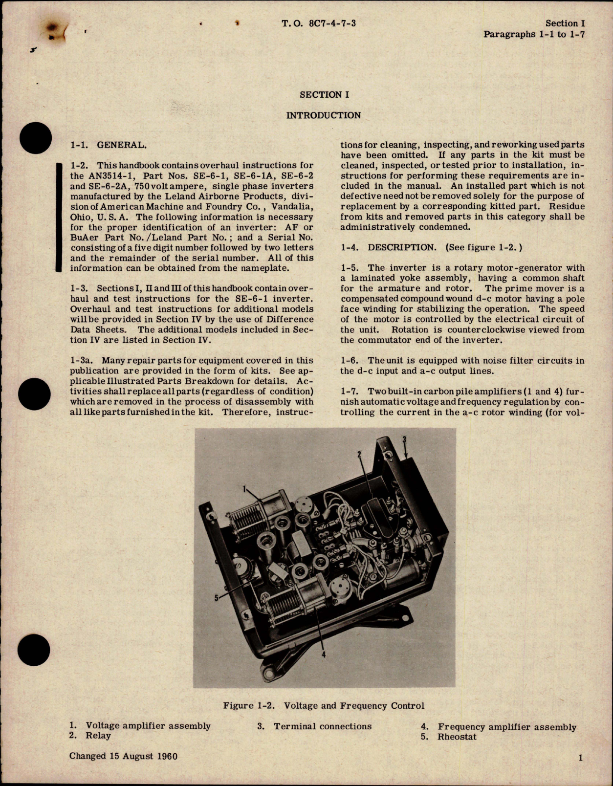 Sample page 5 from AirCorps Library document: Overhaul Instructions for Inverter AN 3514-1 - Parts SE-6-1, SE-6-1A, SE-6-2 and SE-6-2A 