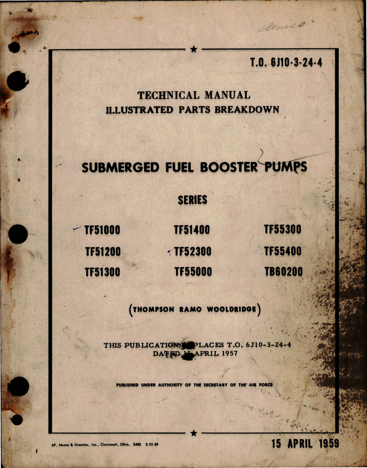 Sample page 1 from AirCorps Library document: Illustrated Parts Breakdown for Submerged Fuel Booster Pumps 