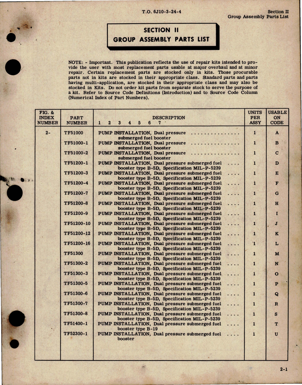 Sample page 7 from AirCorps Library document: Illustrated Parts Breakdown for Submerged Fuel Booster Pumps 