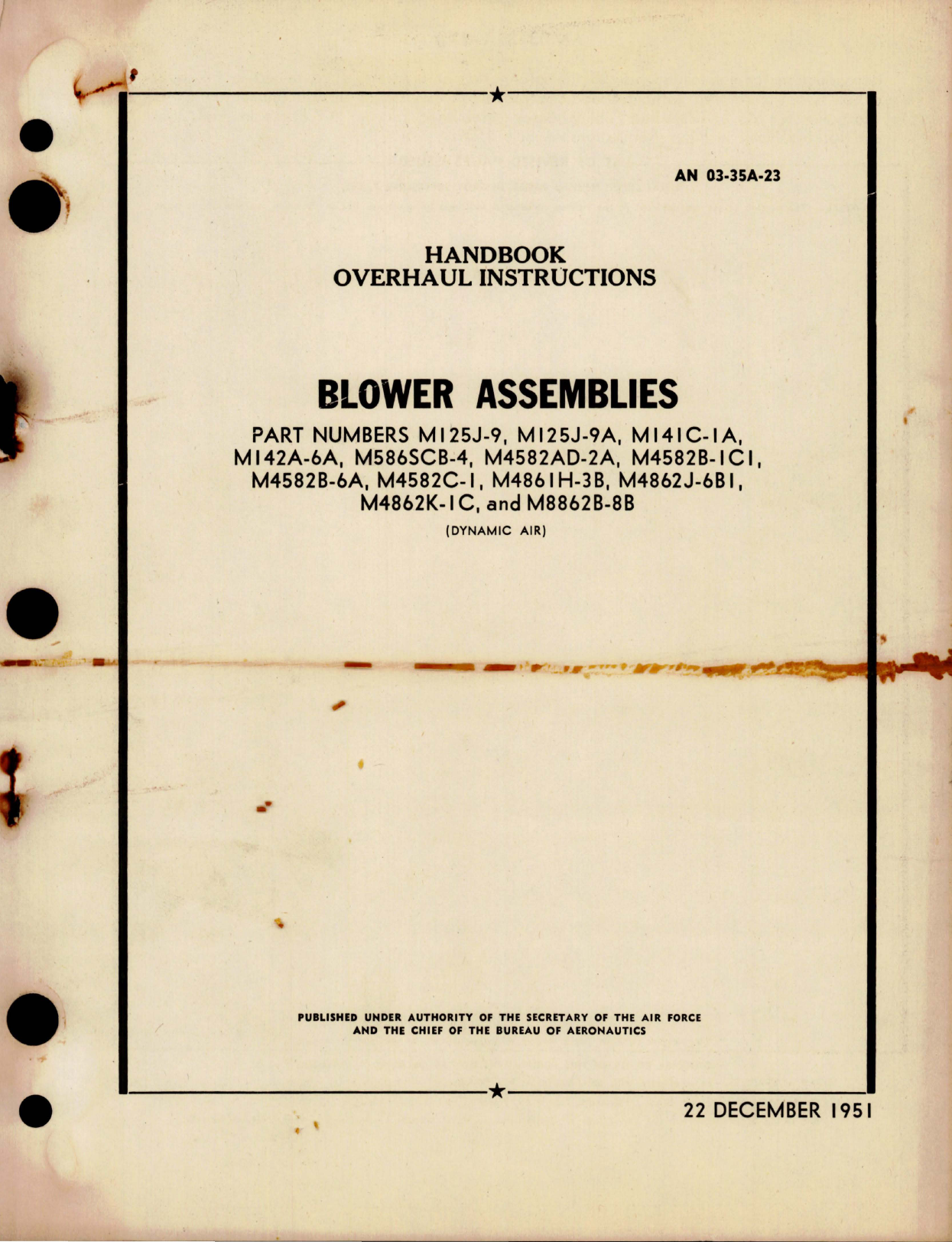 Sample page 1 from AirCorps Library document: Overhaul Instructions for Blower Assemblies 