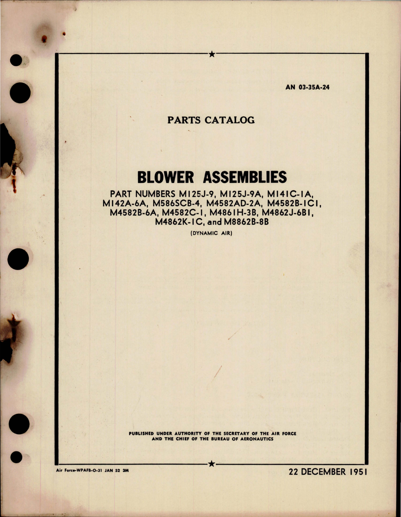 Sample page 1 from AirCorps Library document: Parts Catalog for Blower Assemblies 