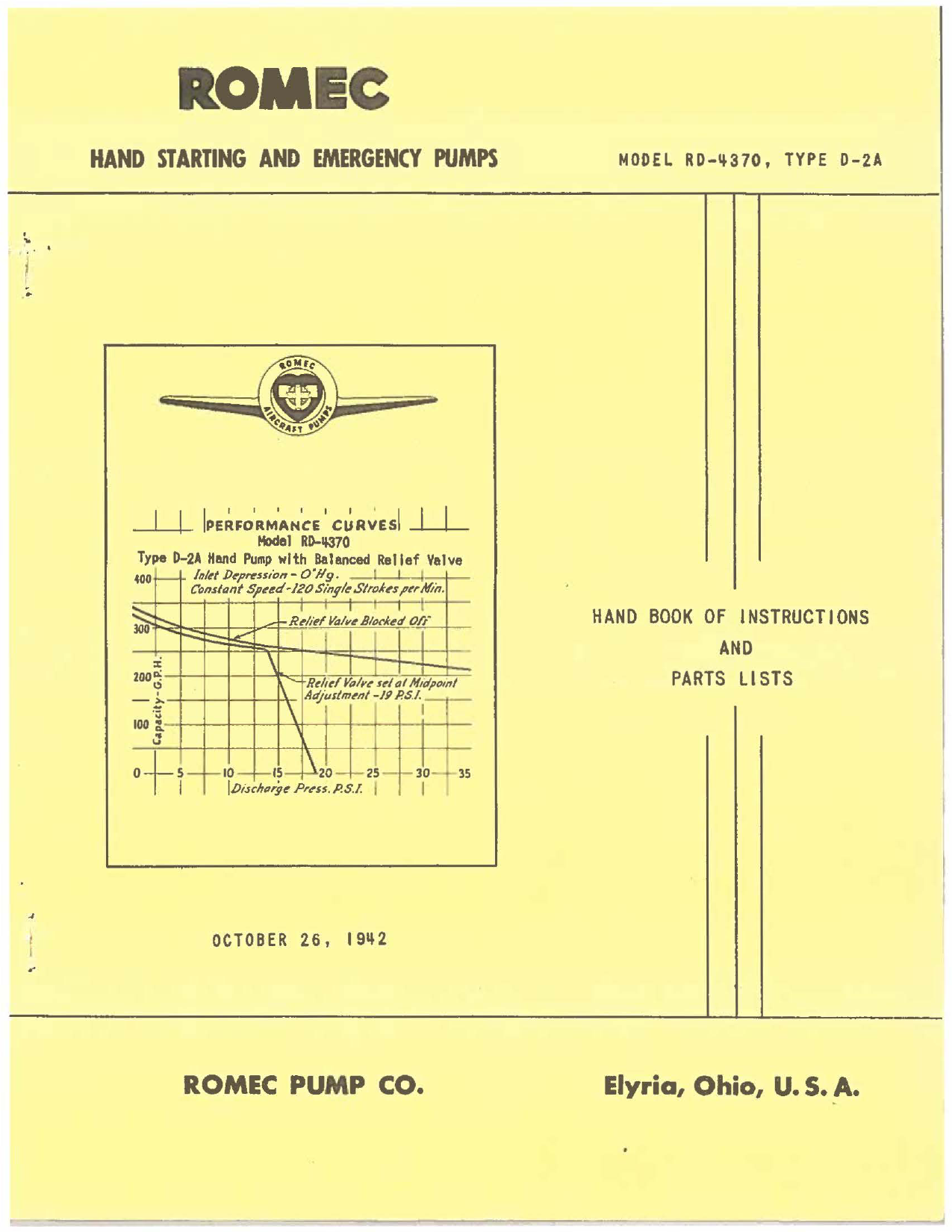 Sample page 1 from AirCorps Library document: Handbook of Instructions with Parts List for Hand Starting and Emergency Fuel Pumps