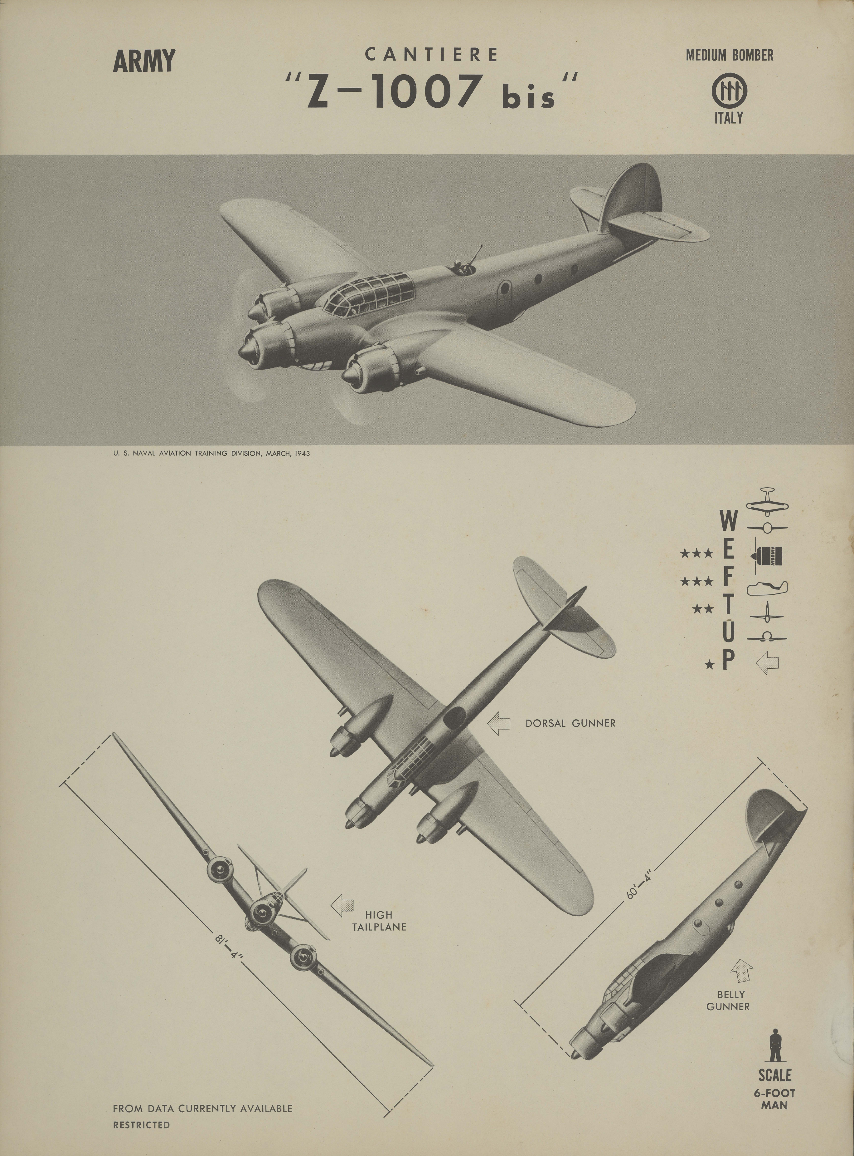Sample page 1 from AirCorps Library document: Cantiere Z-1007 bis Recognition Poster