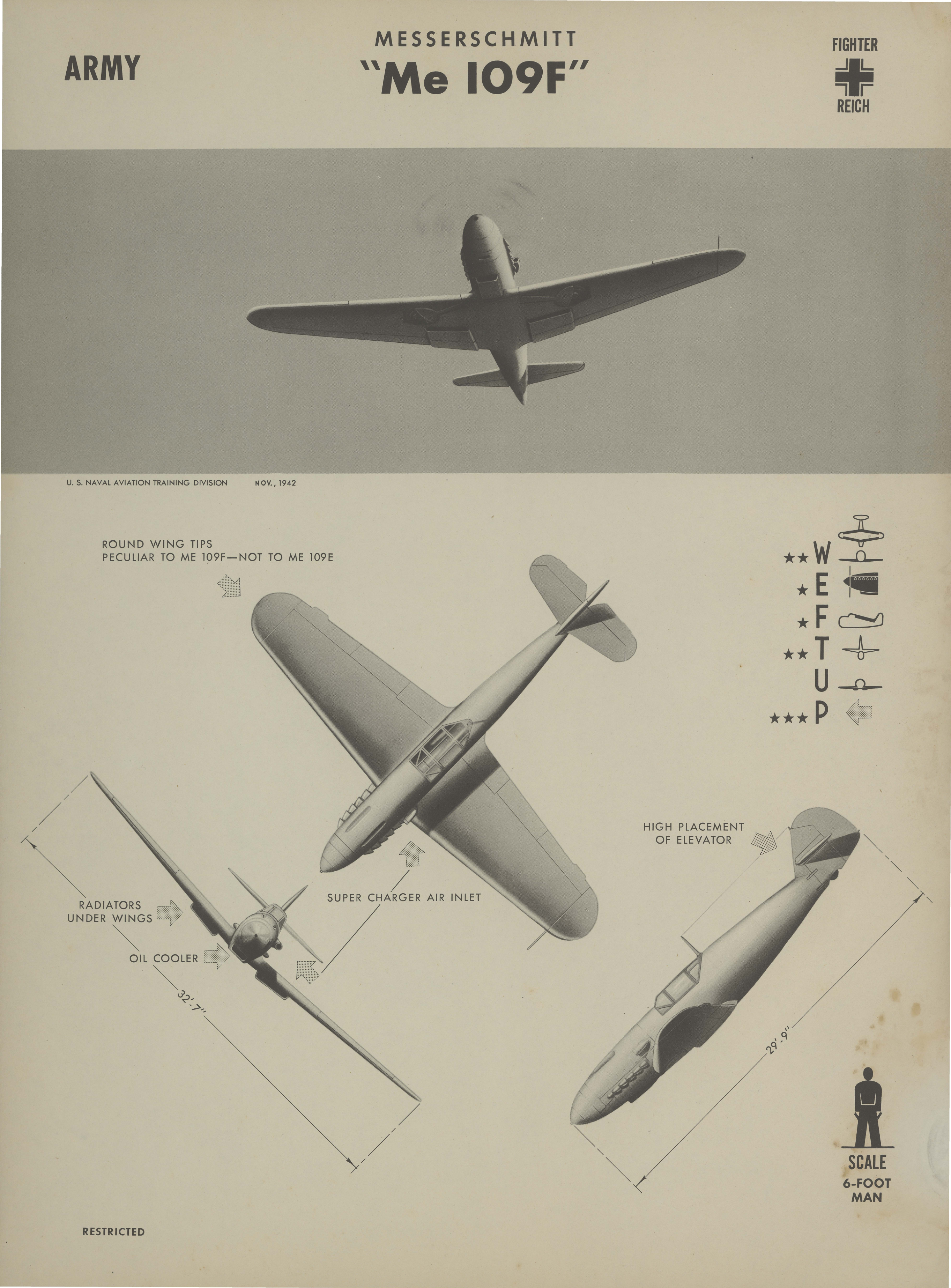 Sample page 1 from AirCorps Library document: Messerschmitt Me 109F Recognition Poster