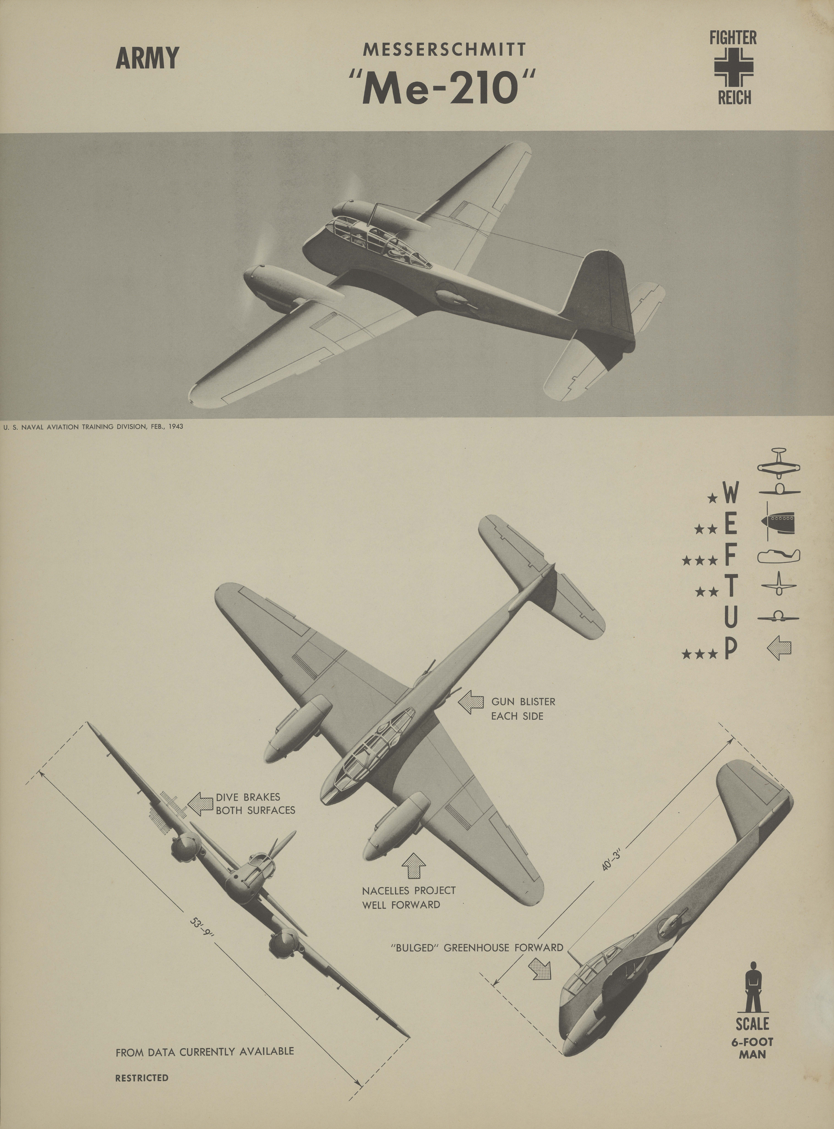 Sample page 1 from AirCorps Library document: Messerschmitt Me-210 Recognition Poster