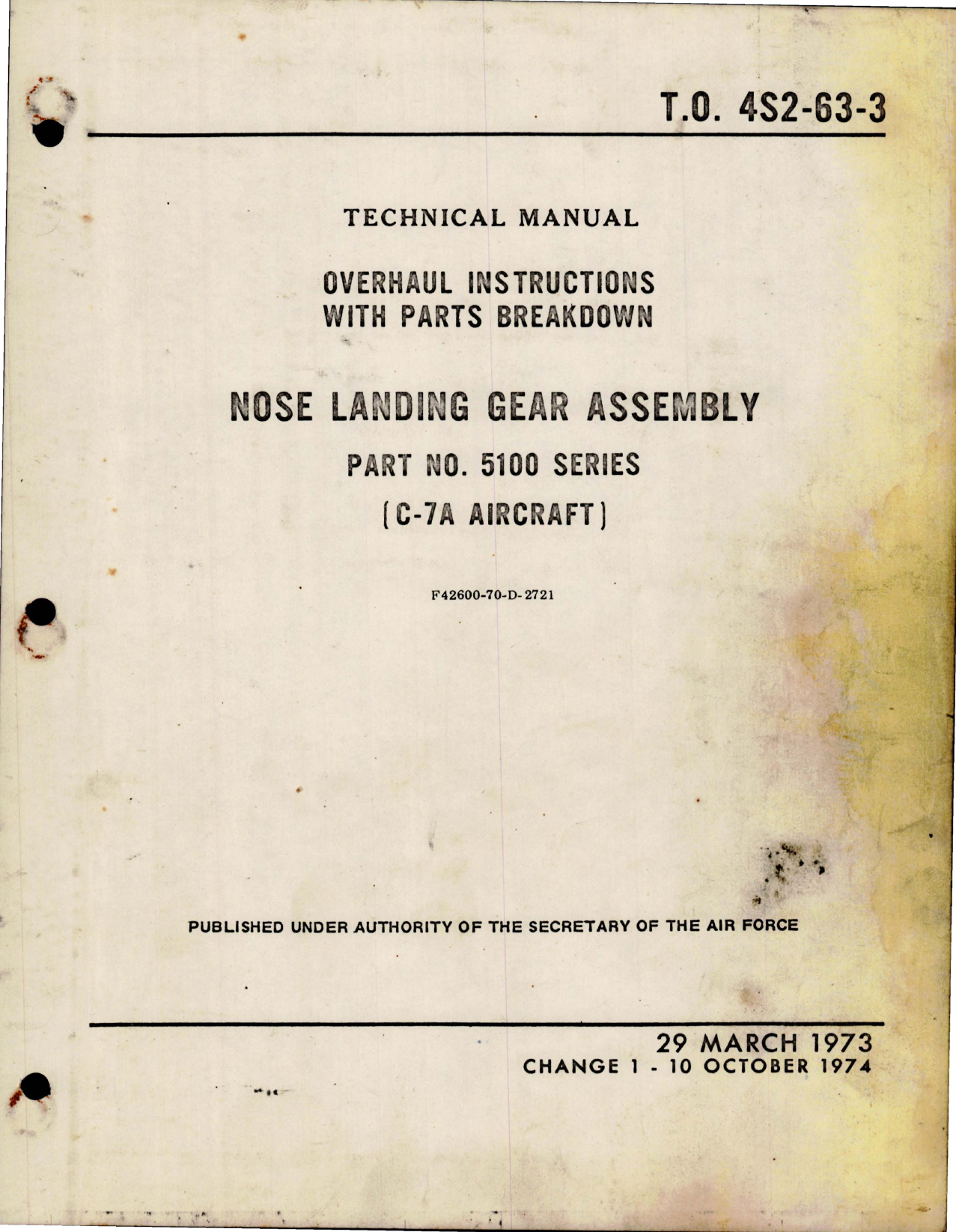 Sample page 1 from AirCorps Library document: Overhaul Instructions with Parts for Nose Landing Gear Assembly - Part 5100 Series 
