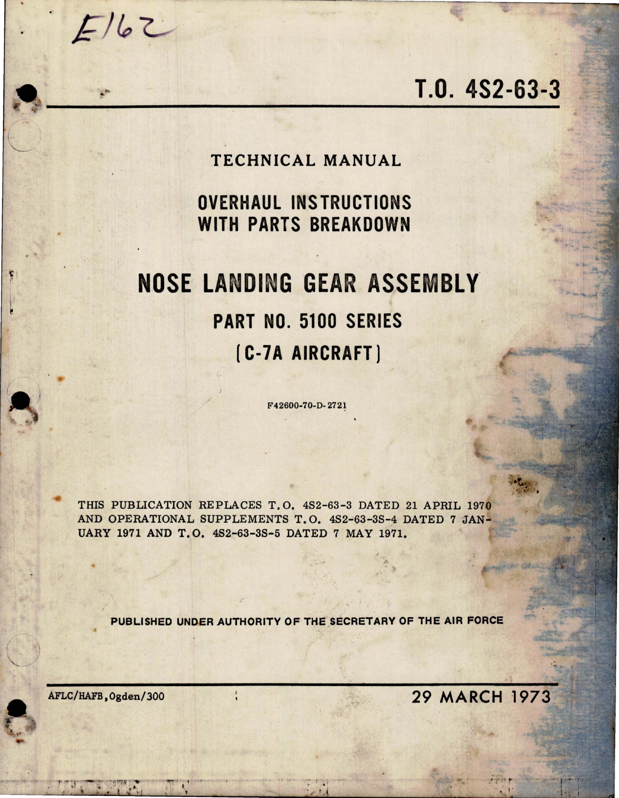 Sample page 1 from AirCorps Library document: Overhaul Instructions with Parts for Nose Landing Gear Assembly - Part 5100 Series