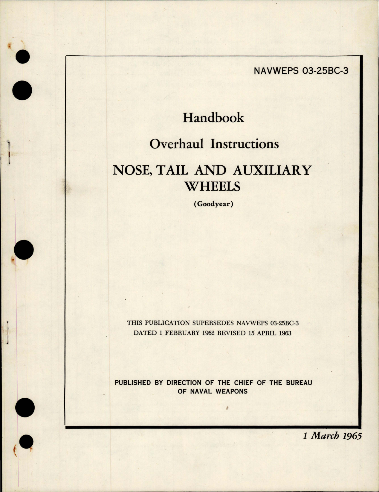 Sample page 1 from AirCorps Library document: Overhaul Instructions for Nose, Tail and Auxiliary Wheels 