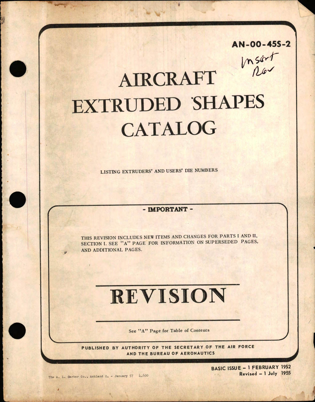 Sample page 1 from AirCorps Library document: Aircraft Extruded Shapes Catalog