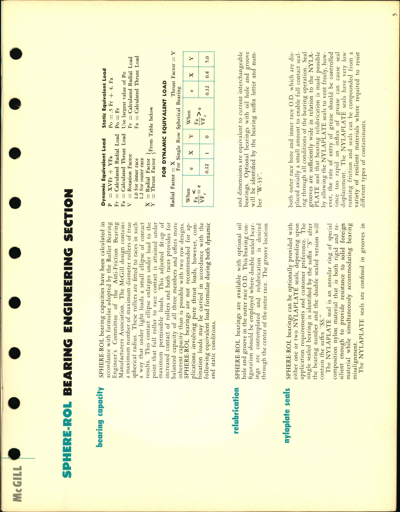 Sample page 5 from AirCorps Library document: Catalog for McGill Spherical Roller Bearings