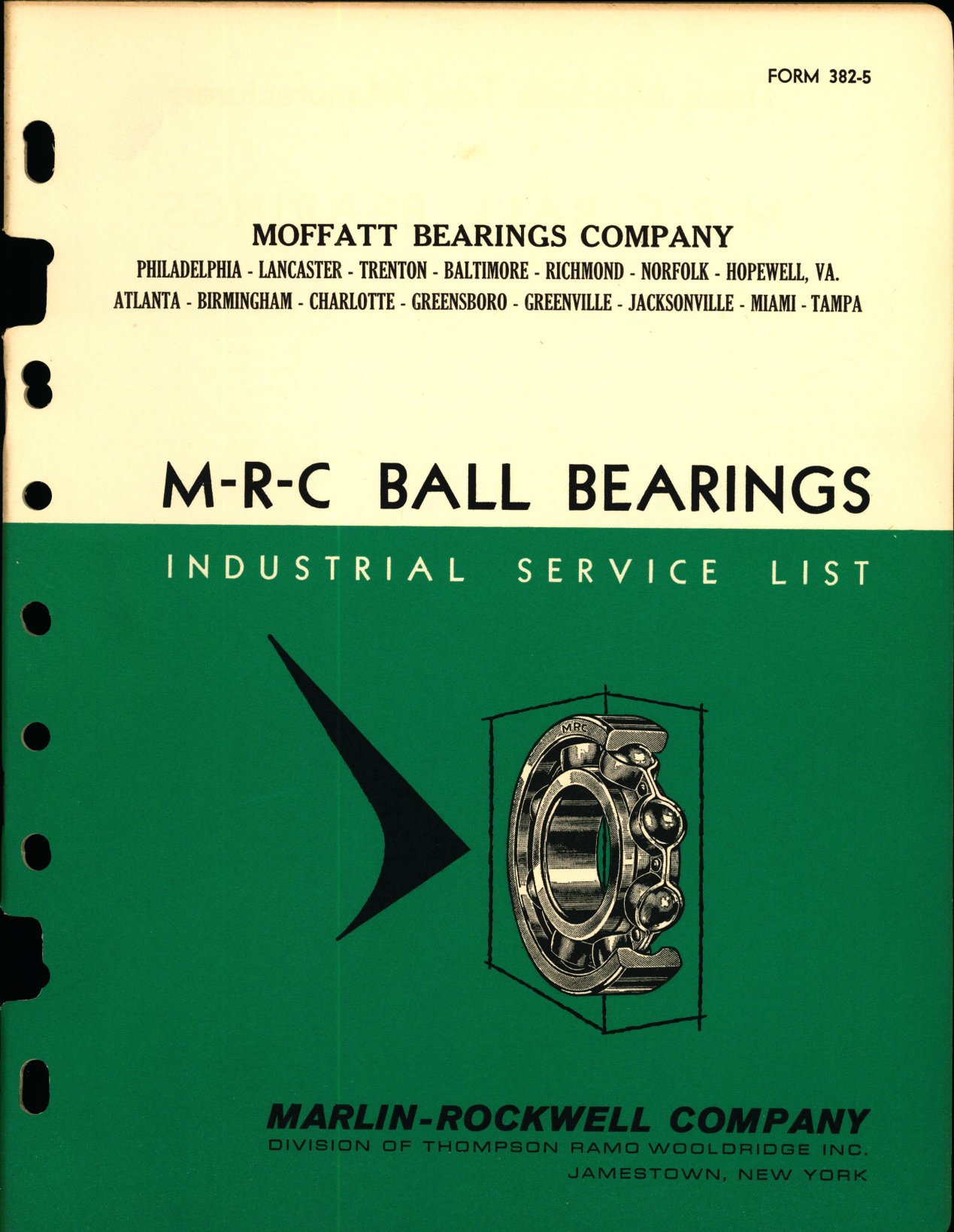 Sample page 1 from AirCorps Library document: Industrial Service List for Marlin-Rockwell Company Ball Bearings