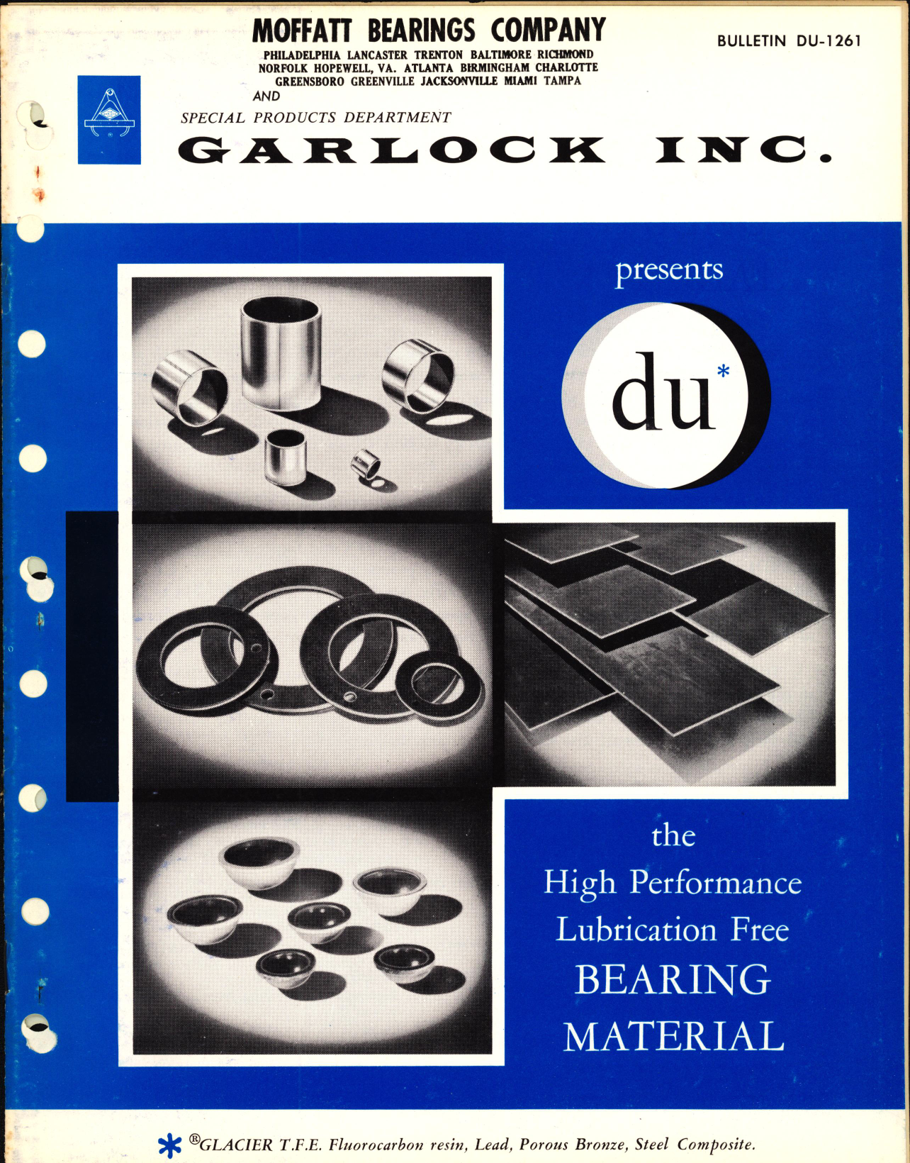 Sample page 1 from AirCorps Library document: Garlock Inc. Presents Du, the High Performance Lubrication Free Bearing Material