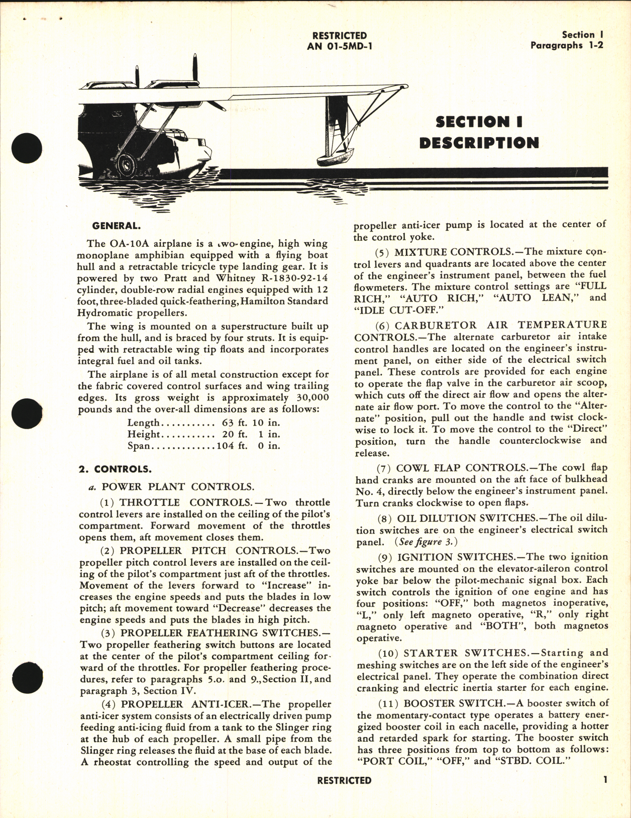 Sample page 5 from AirCorps Library document: Pilot's Handbook for Army Model OA-10A Airplane