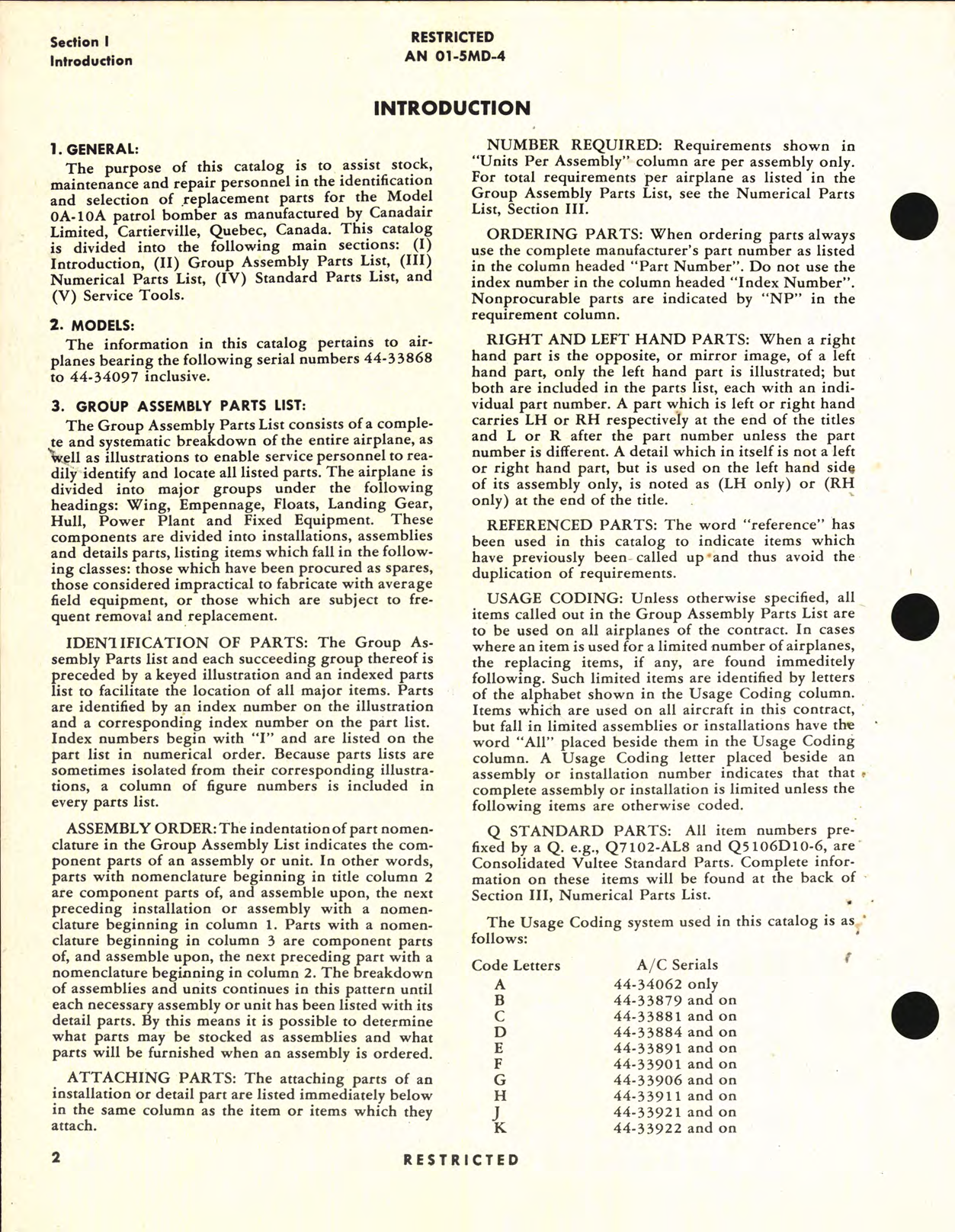 Sample page 8 from AirCorps Library document: Parts Catalog for Model OA-10A Airplanes