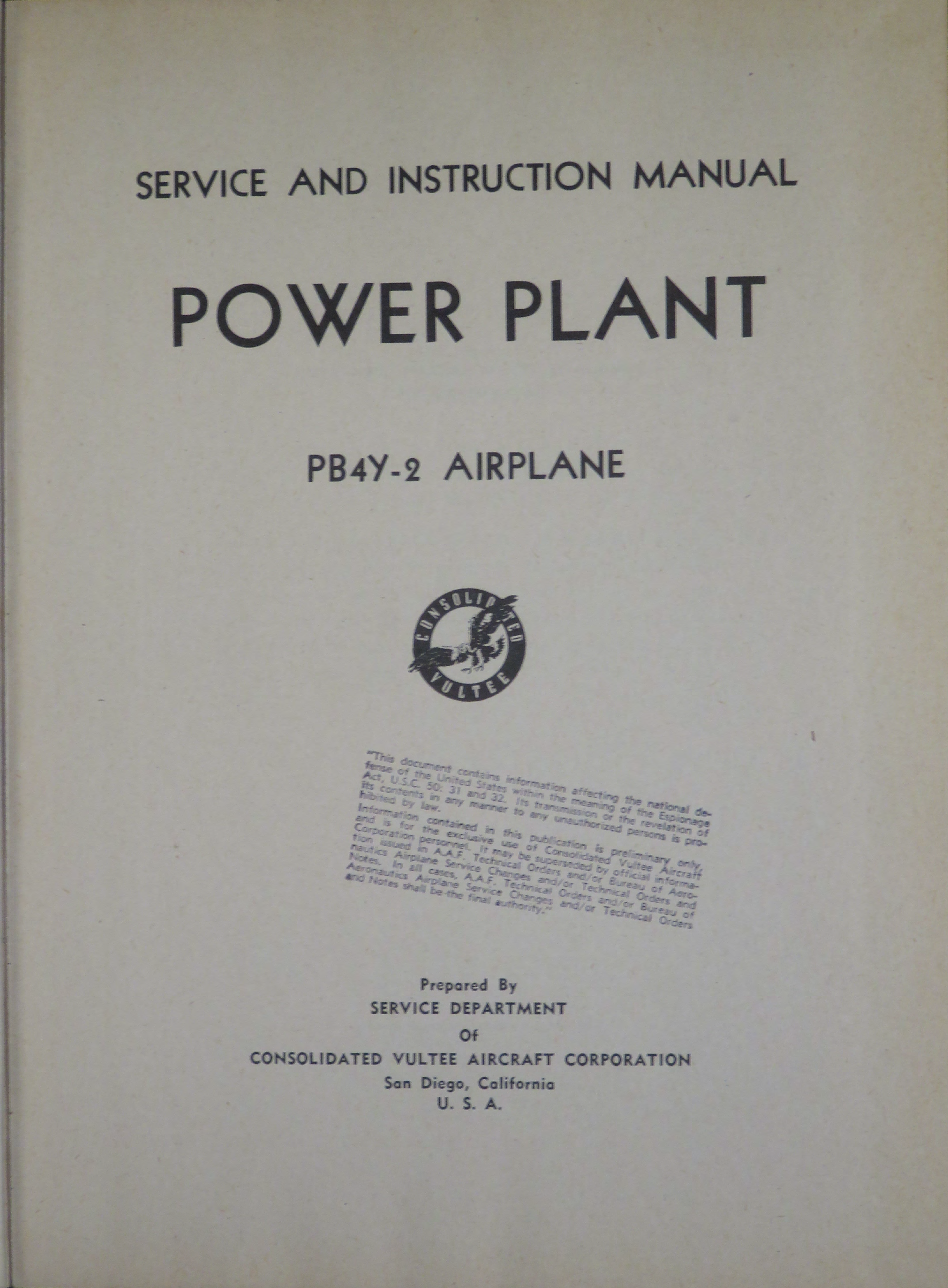 Sample page 5 from AirCorps Library document: Service and Instruction Manual - Powerplant for PB4Y-2 Airplane