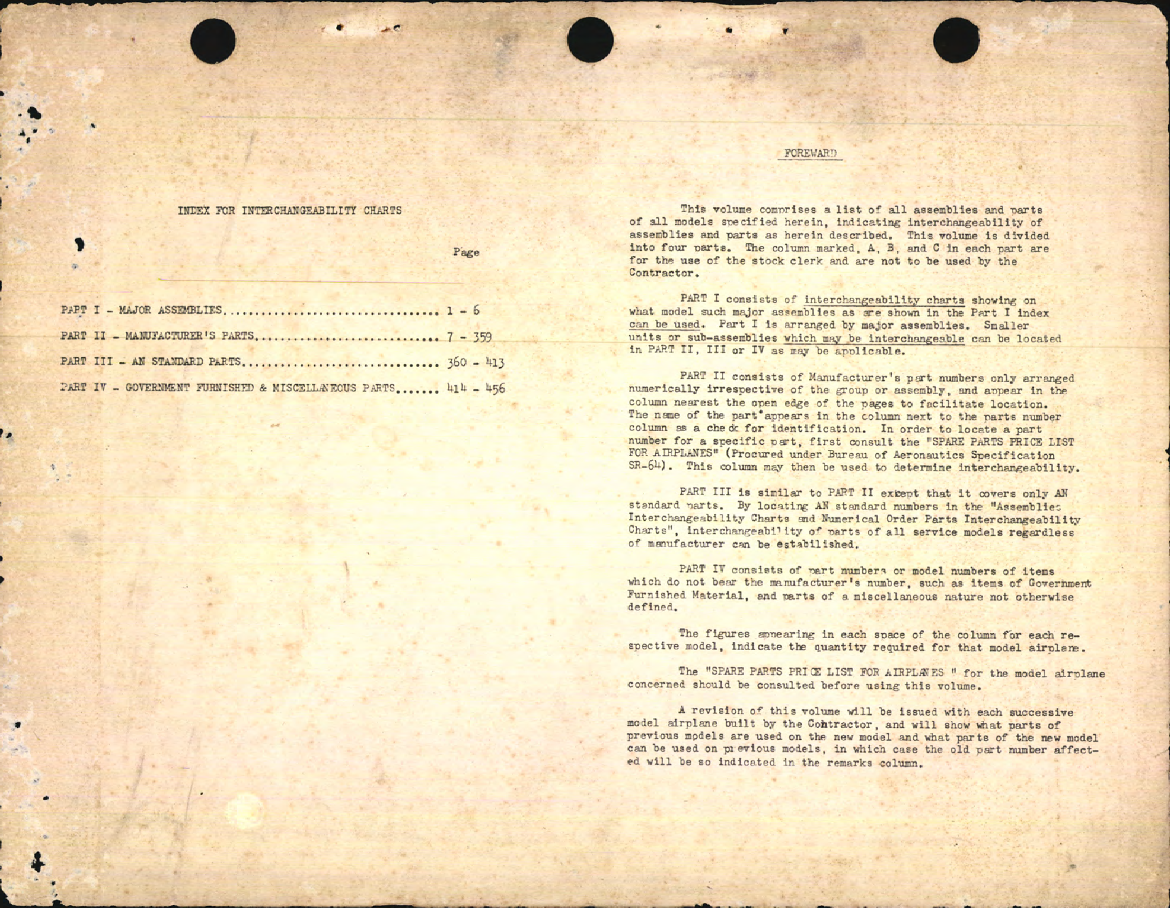 Sample page 1 from AirCorps Library document: Interchangeability Charts for PBY Series Aircraft