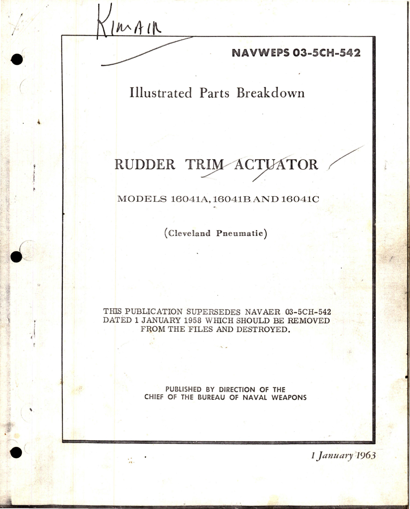 Sample page 1 from AirCorps Library document: Illustrated Parts Breakdown for Rudder Trim Actuator