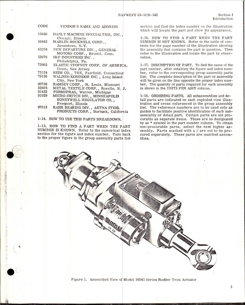 Illustrated Parts Breakdown For Rudder Trim Actuator Aircorps Library