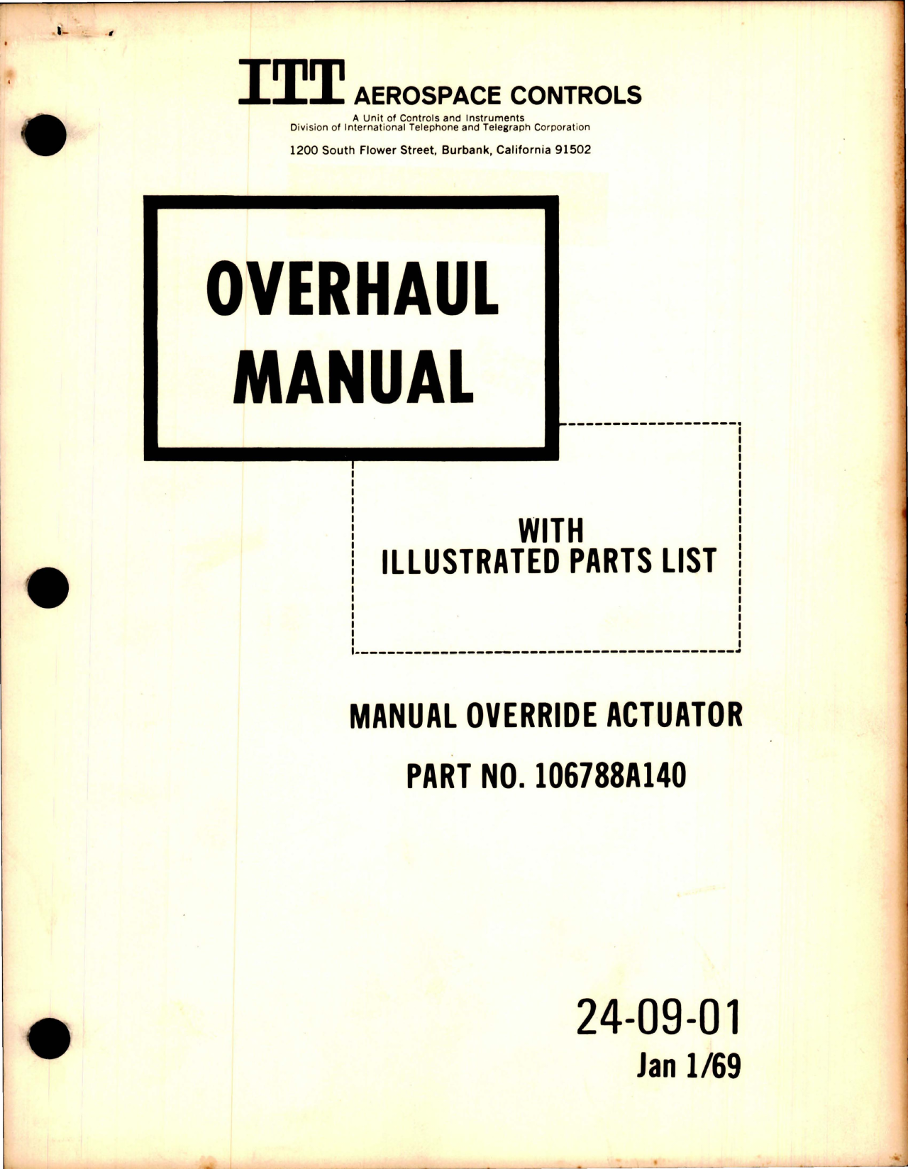 Sample page 1 from AirCorps Library document: Overhaul Instructions with Illustrated Parts List for Manual Override Actuator - Part 106788A140