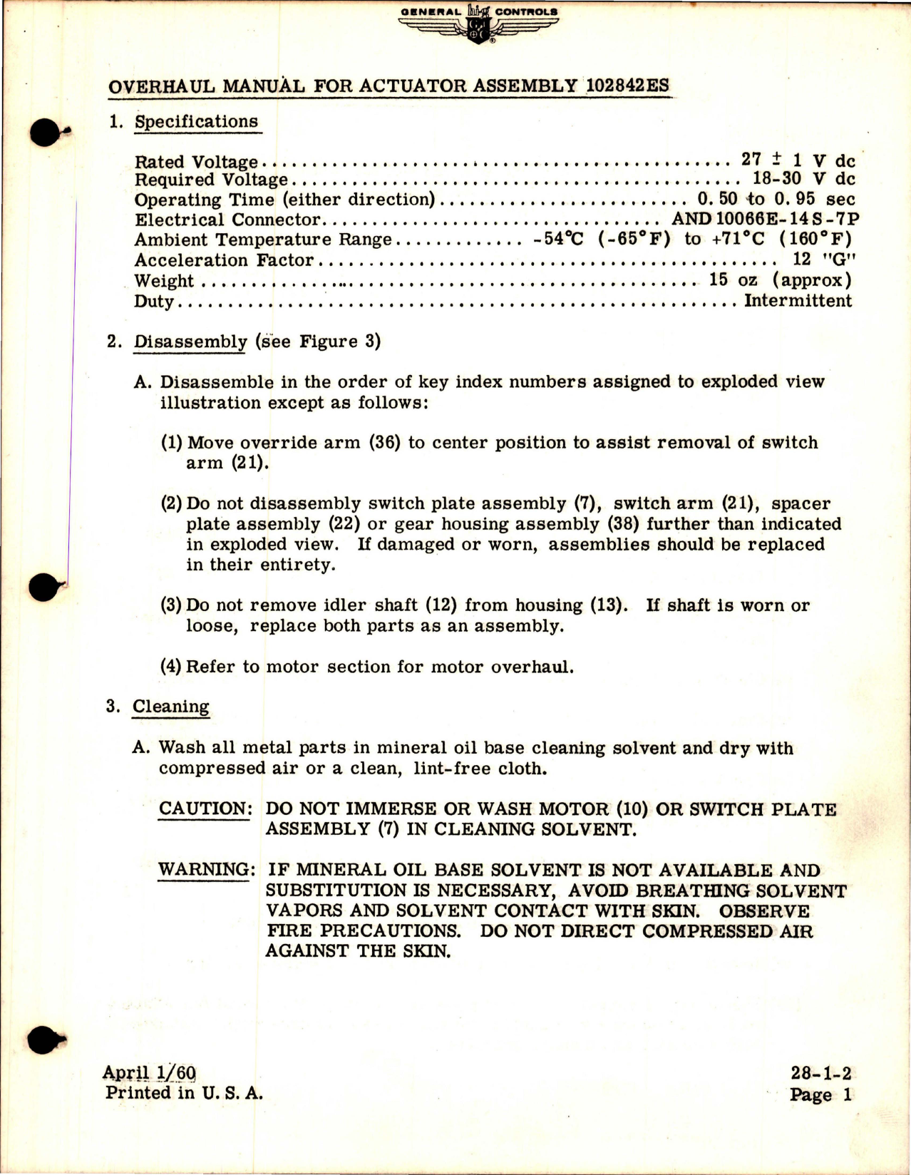Sample page 1 from AirCorps Library document: Overhaul Manual for Actuator Assembly - 102842ES
