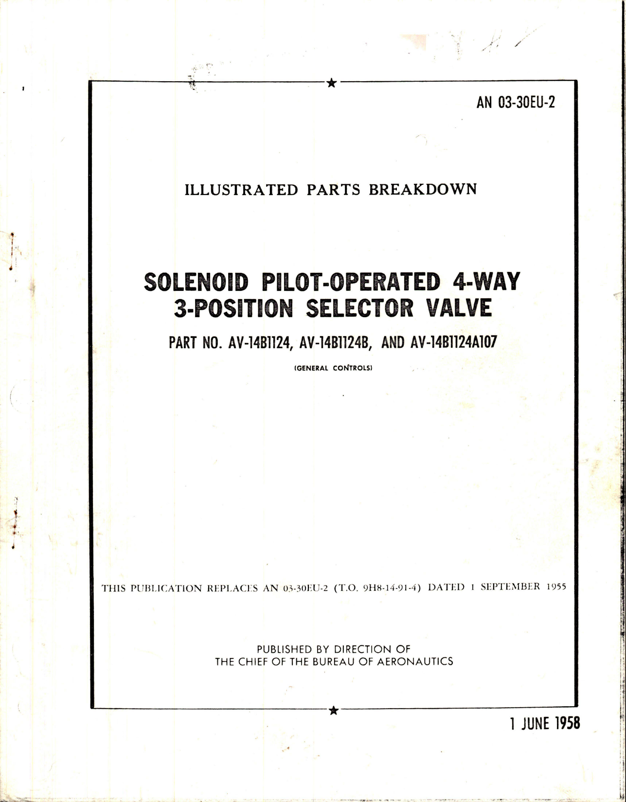 Sample page 1 from AirCorps Library document: Illustrated Parts Breakdown for Solenoid Pilot Operated 4-Way 3-Position Selector Valve